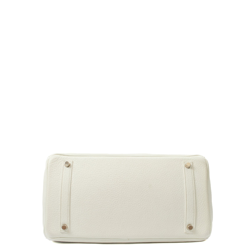 Hermes Top Handle Birkin 35 in White, Clemence Leather