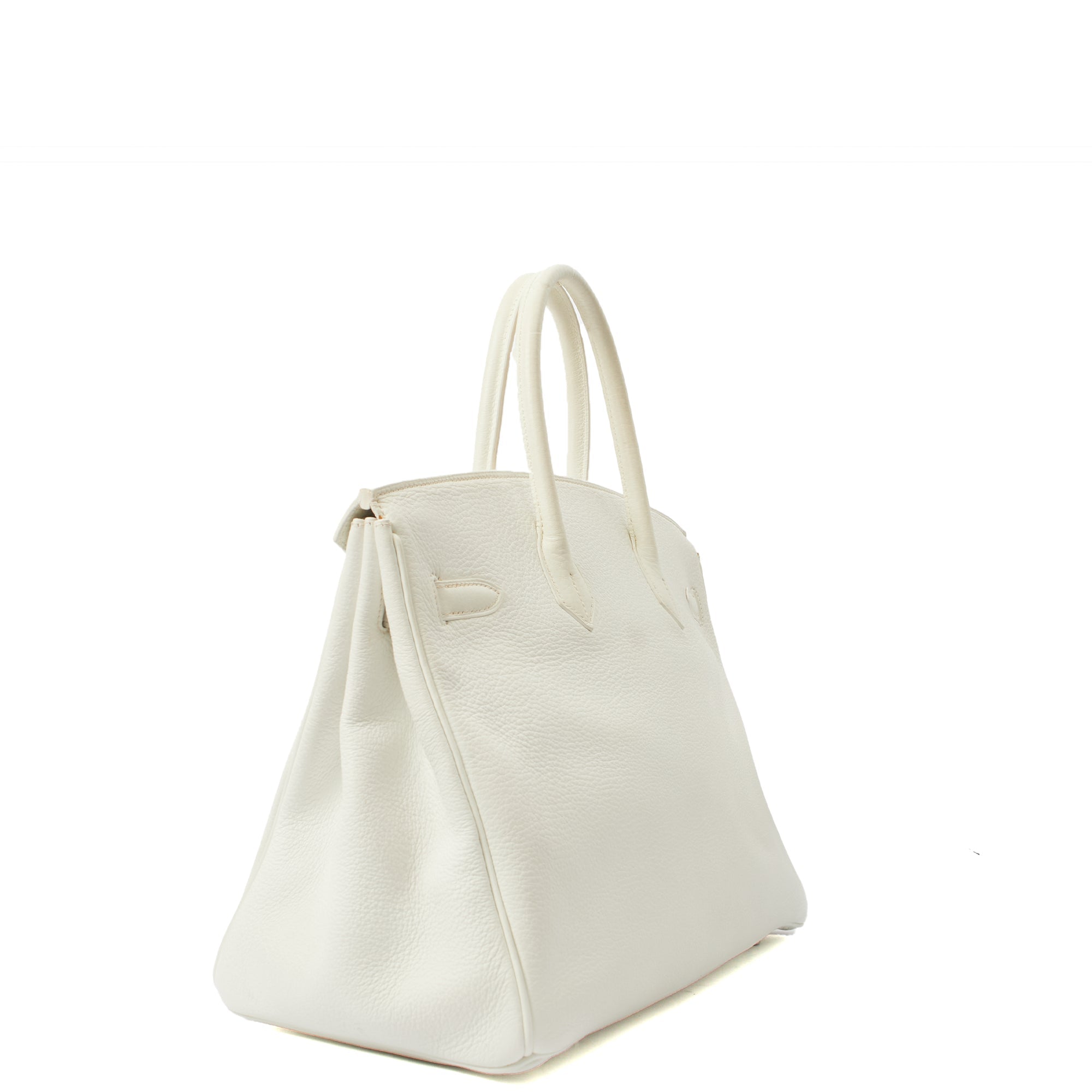 Hermes Top Handle Birkin 35 in White, Clemence Leather