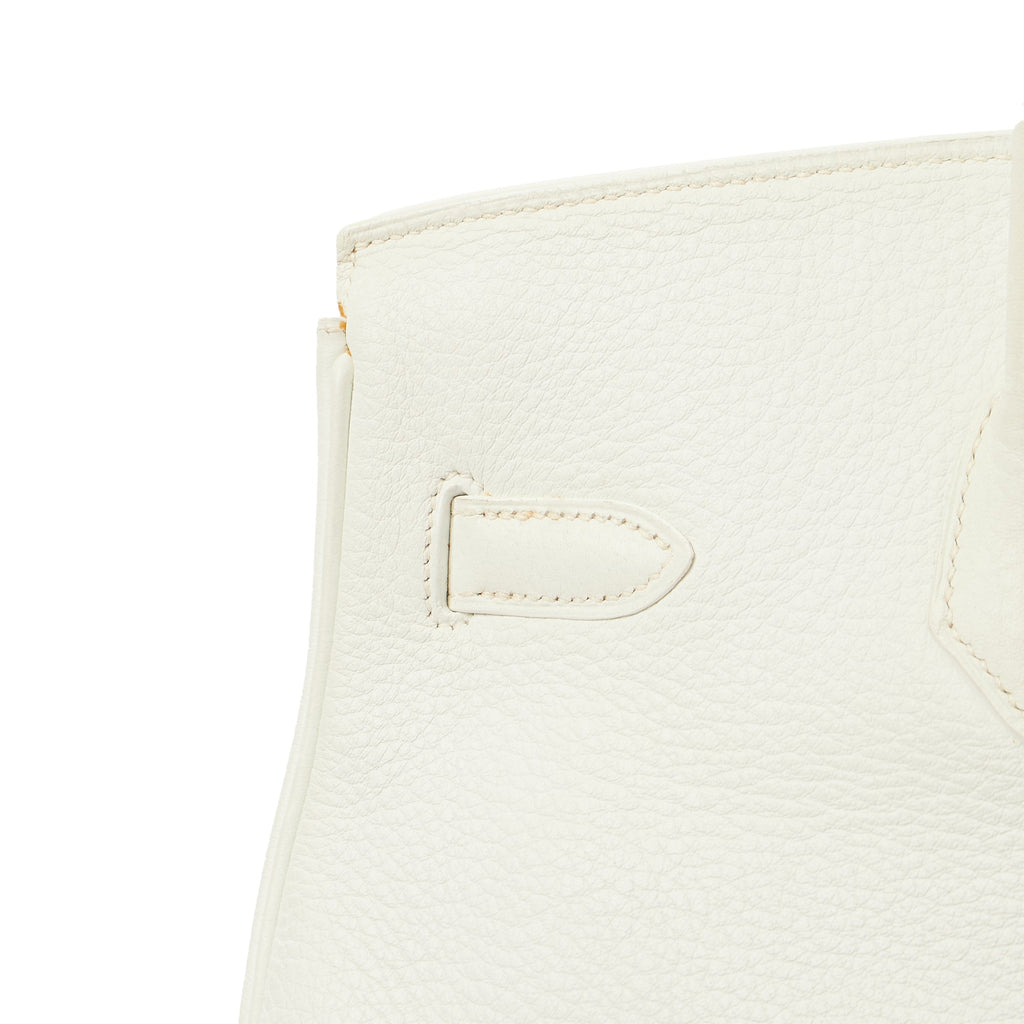 Hermes Top Handle Birkin 35 in White, Clemence Leather