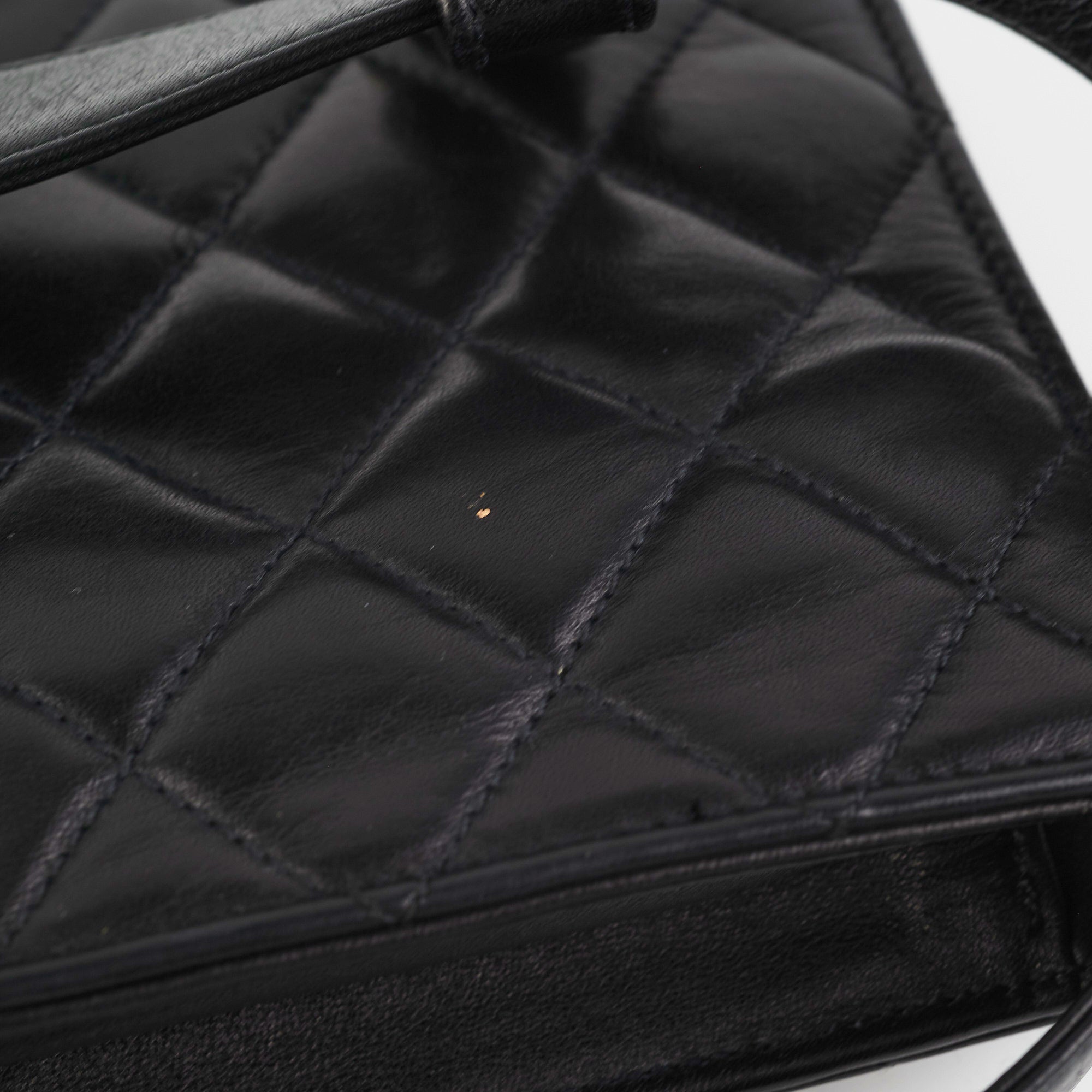 Chanel Vintage Square Mini Black Lambskin Belt Bag Size 70