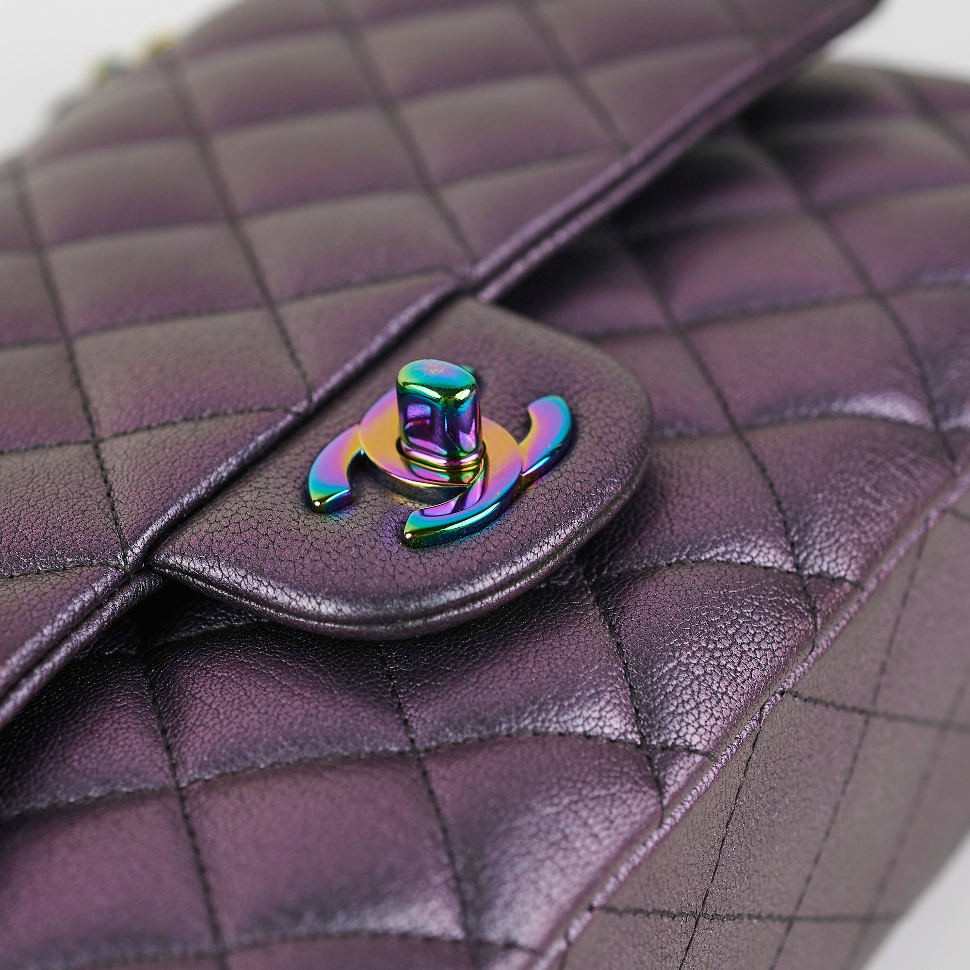 Chanel 16C Classic Flap Medium/Large Iridescent Mermaid Purplle Bag