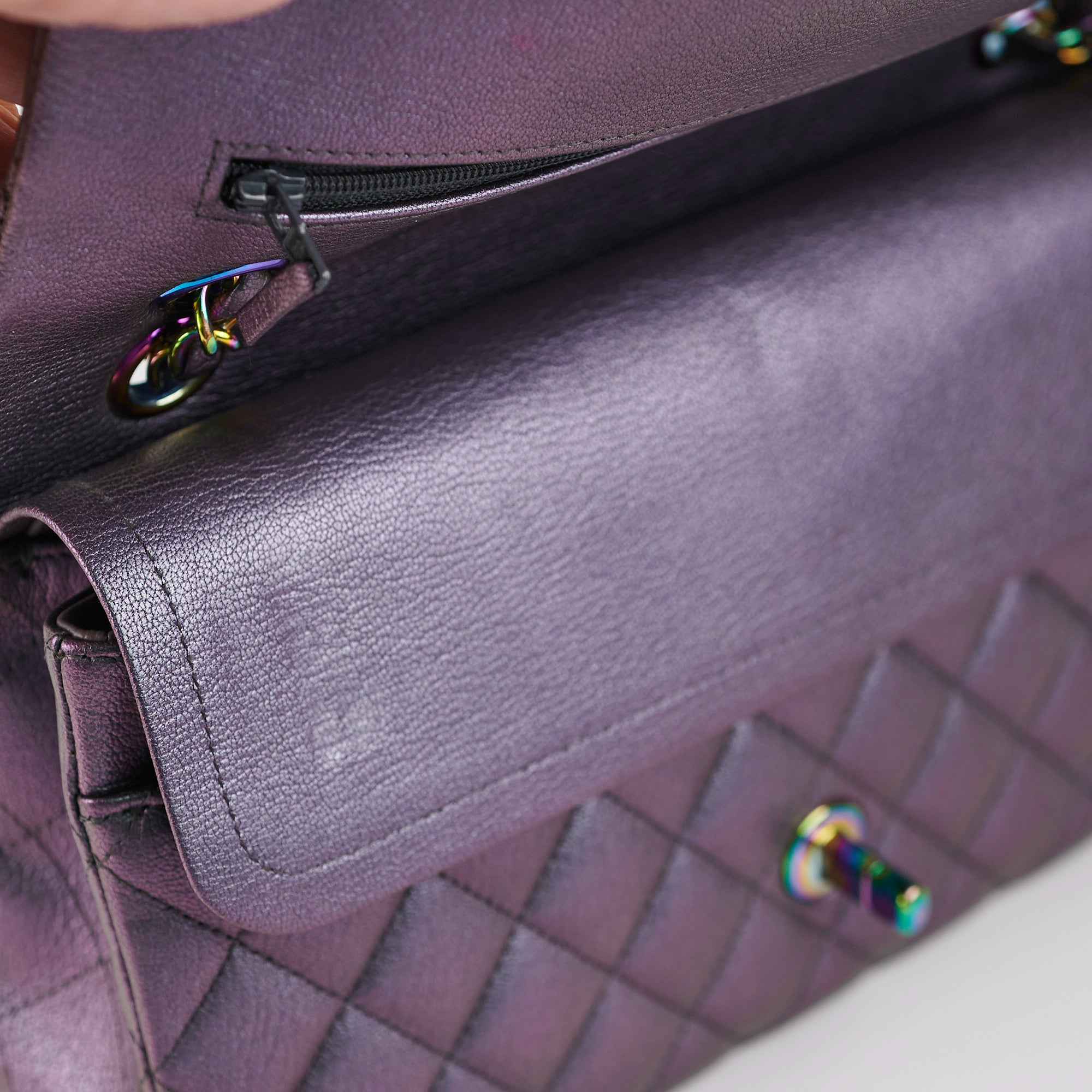Chanel 16C Classic Flap Medium/Large Iridescent Mermaid Purplle Bag