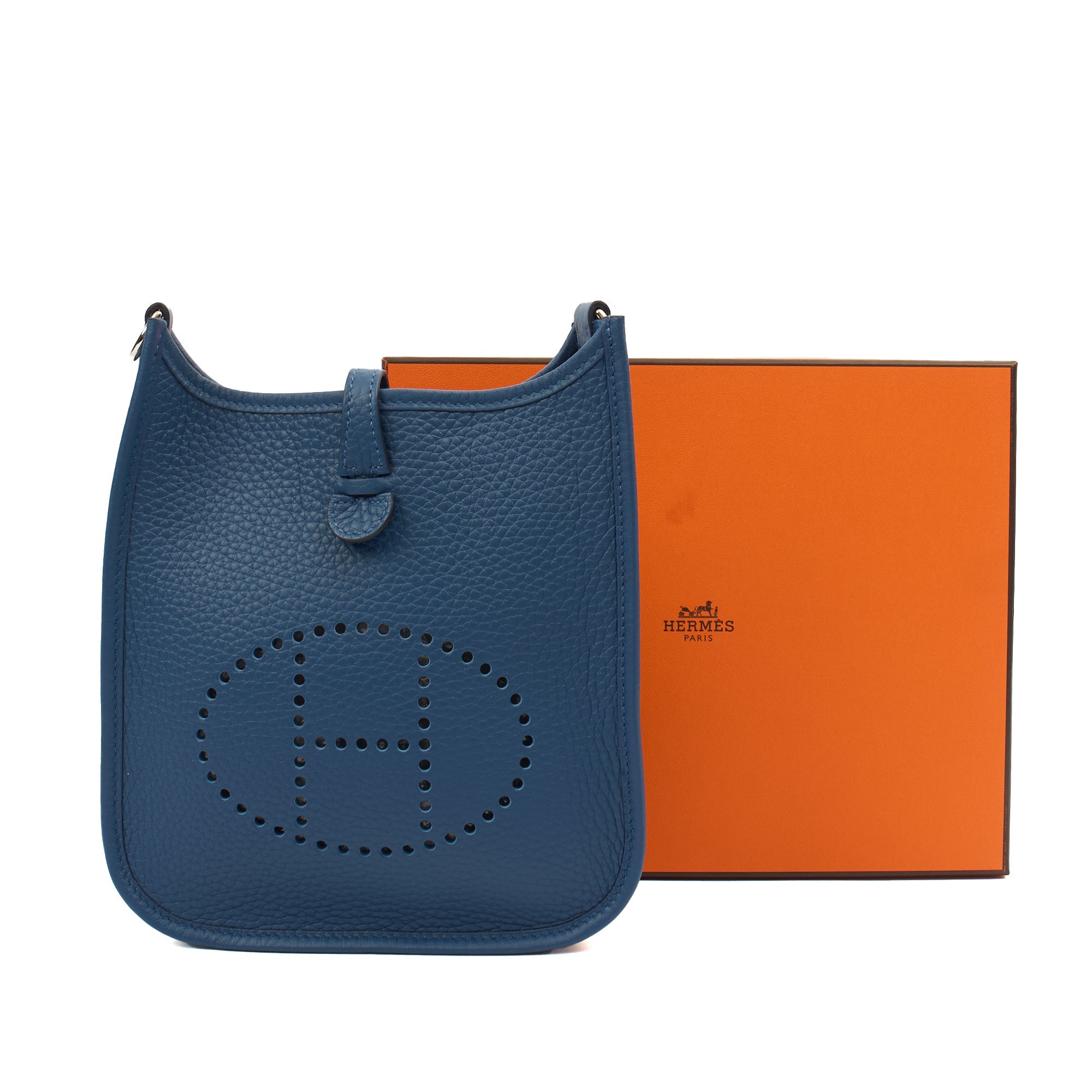 Hermes Cross Body Evelyne 16 in Bleu Jean, Clemence Leather