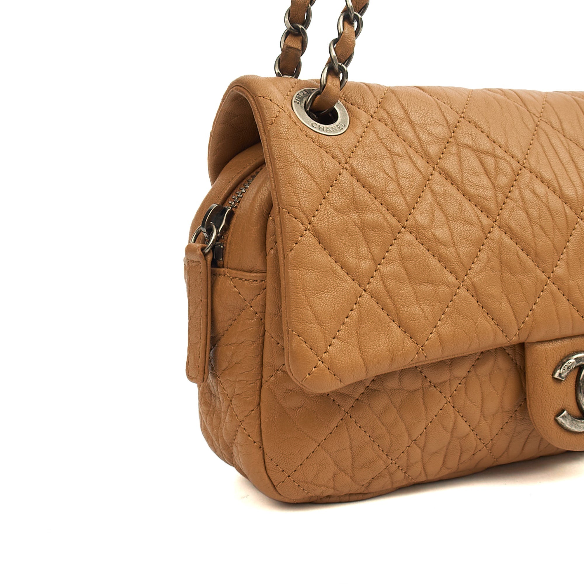 Chanel Shoulder Bag Flap Bag in Brown, Calfskin Leather