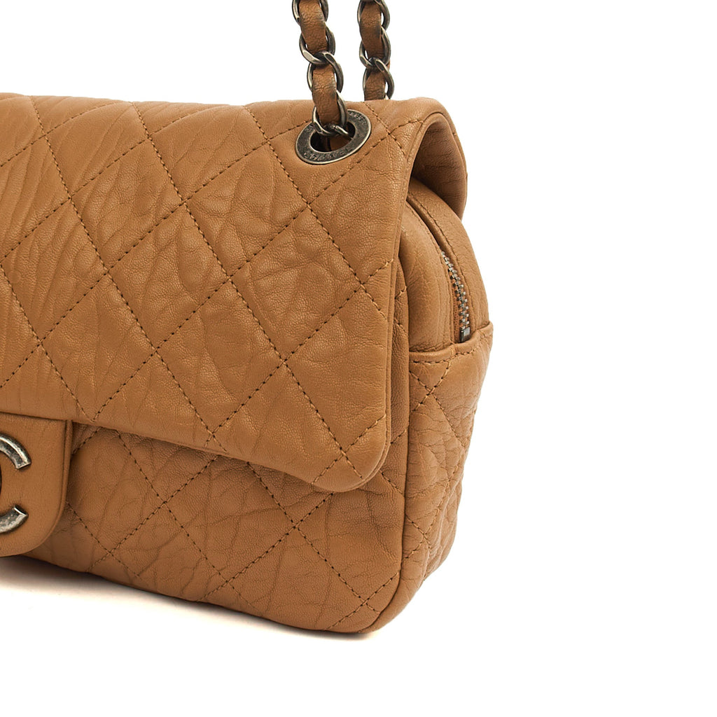 Chanel Shoulder Bag Flap Bag in Brown, Calfskin Leather
