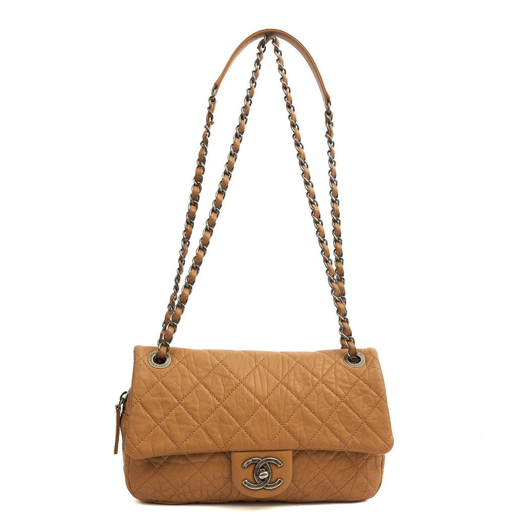 Chanel Shoulder Bag Flap Bag in Brown, Calfskin Leather