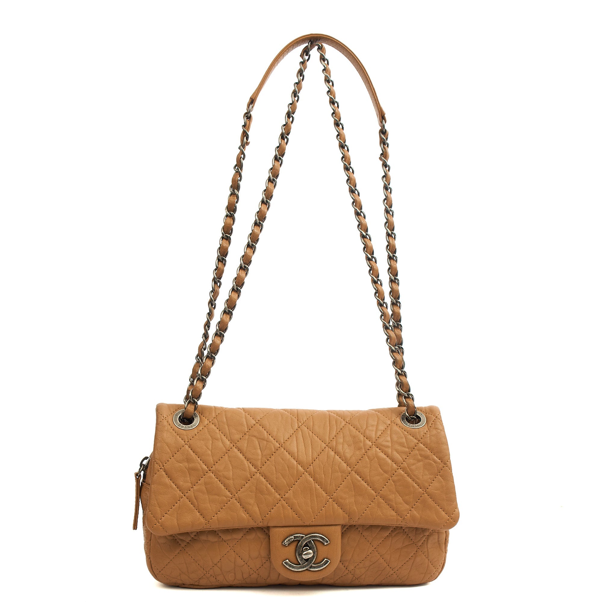 Chanel Shoulder Bag Flap Bag in Brown, Calfskin Leather