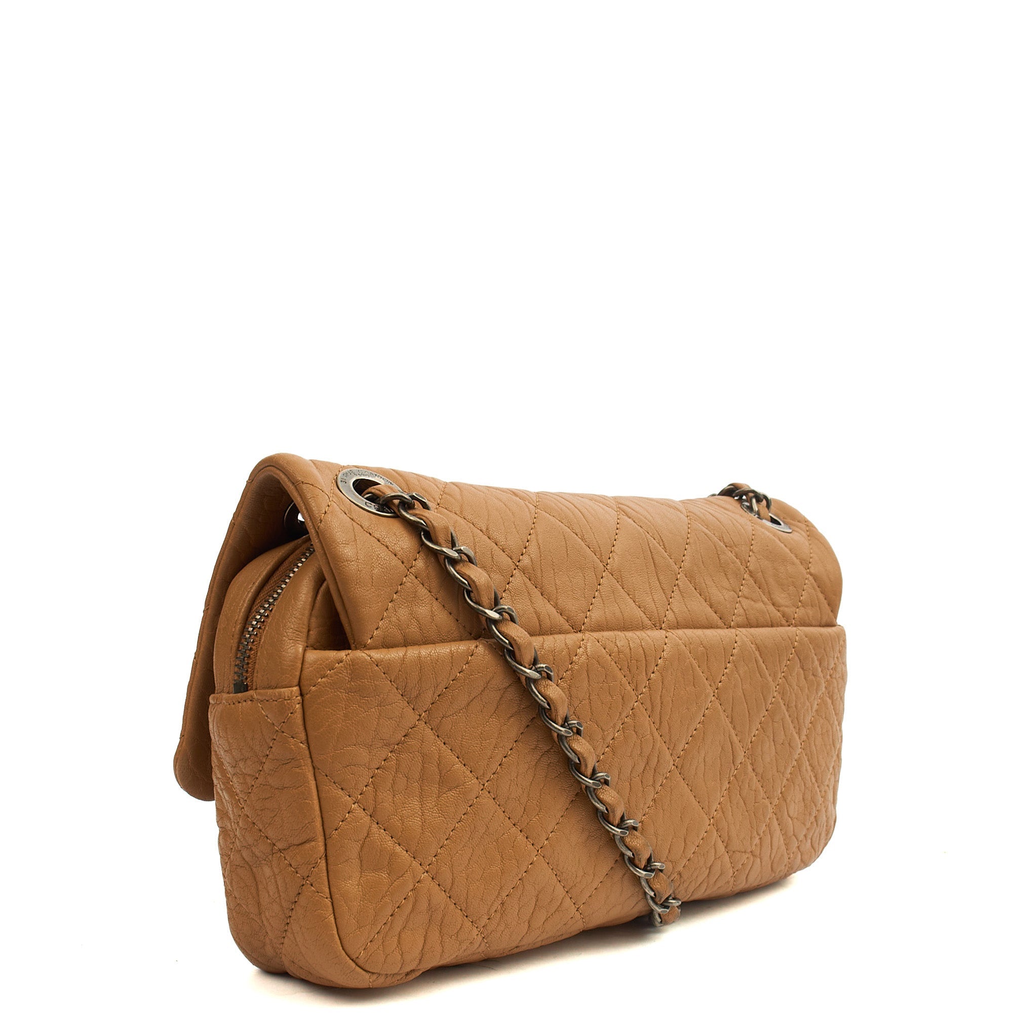 Chanel Shoulder Bag Flap Bag in Brown, Calfskin Leather