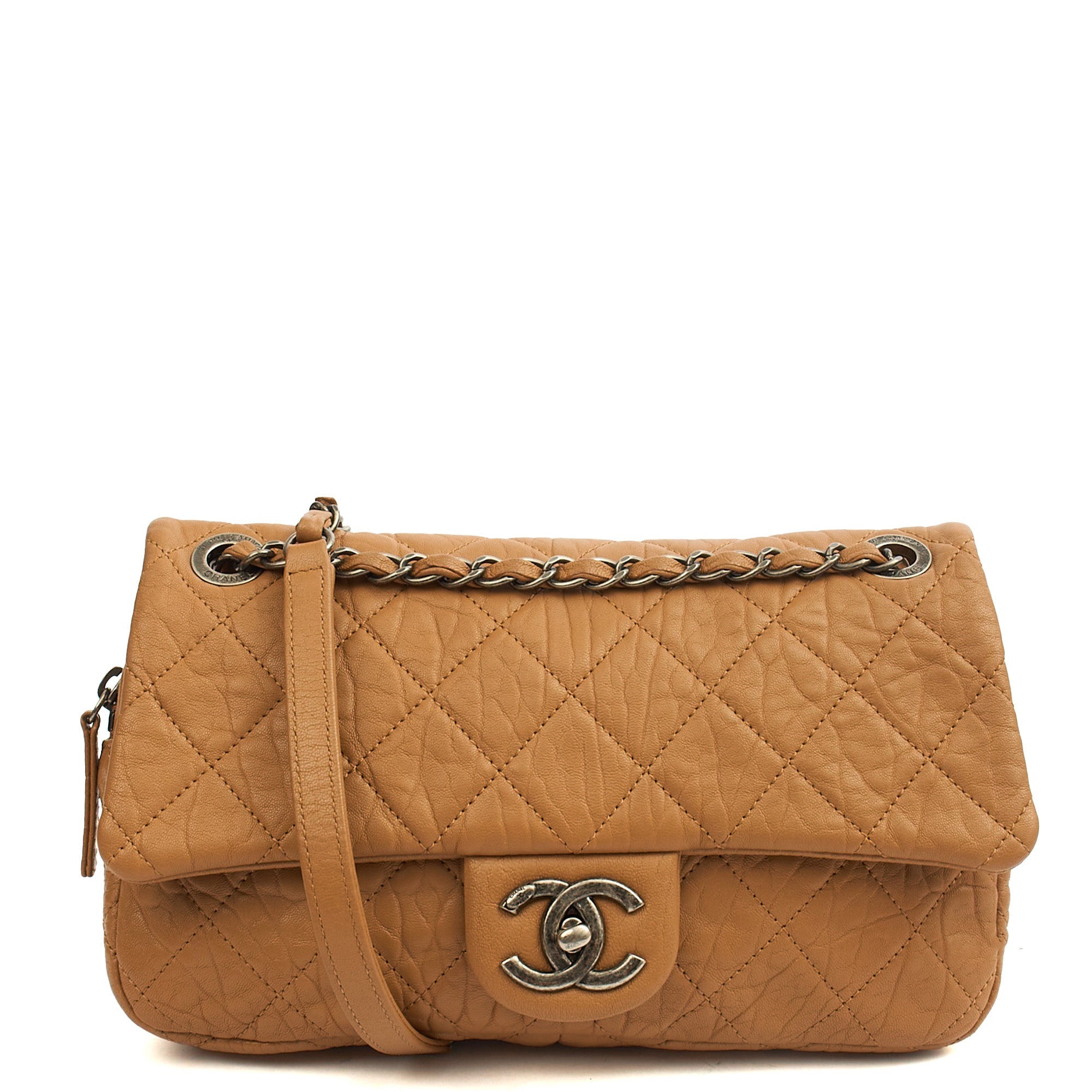Chanel Shoulder Bag Flap Bag in Brown, Calfskin Leather