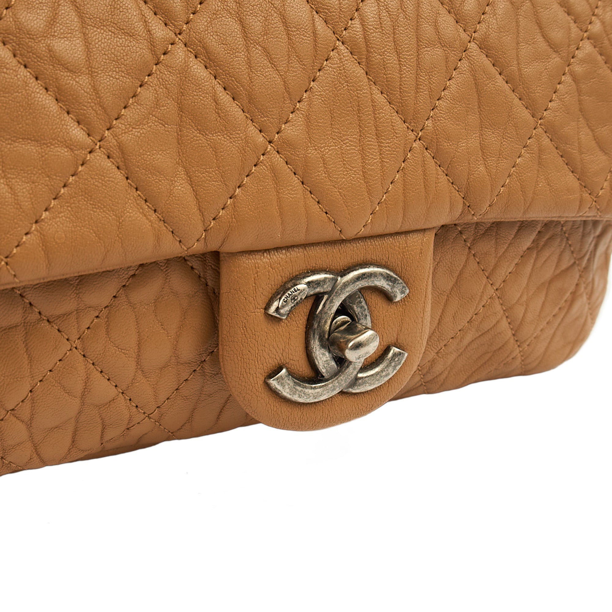 Chanel Shoulder Bag Flap Bag in Brown, Calfskin Leather