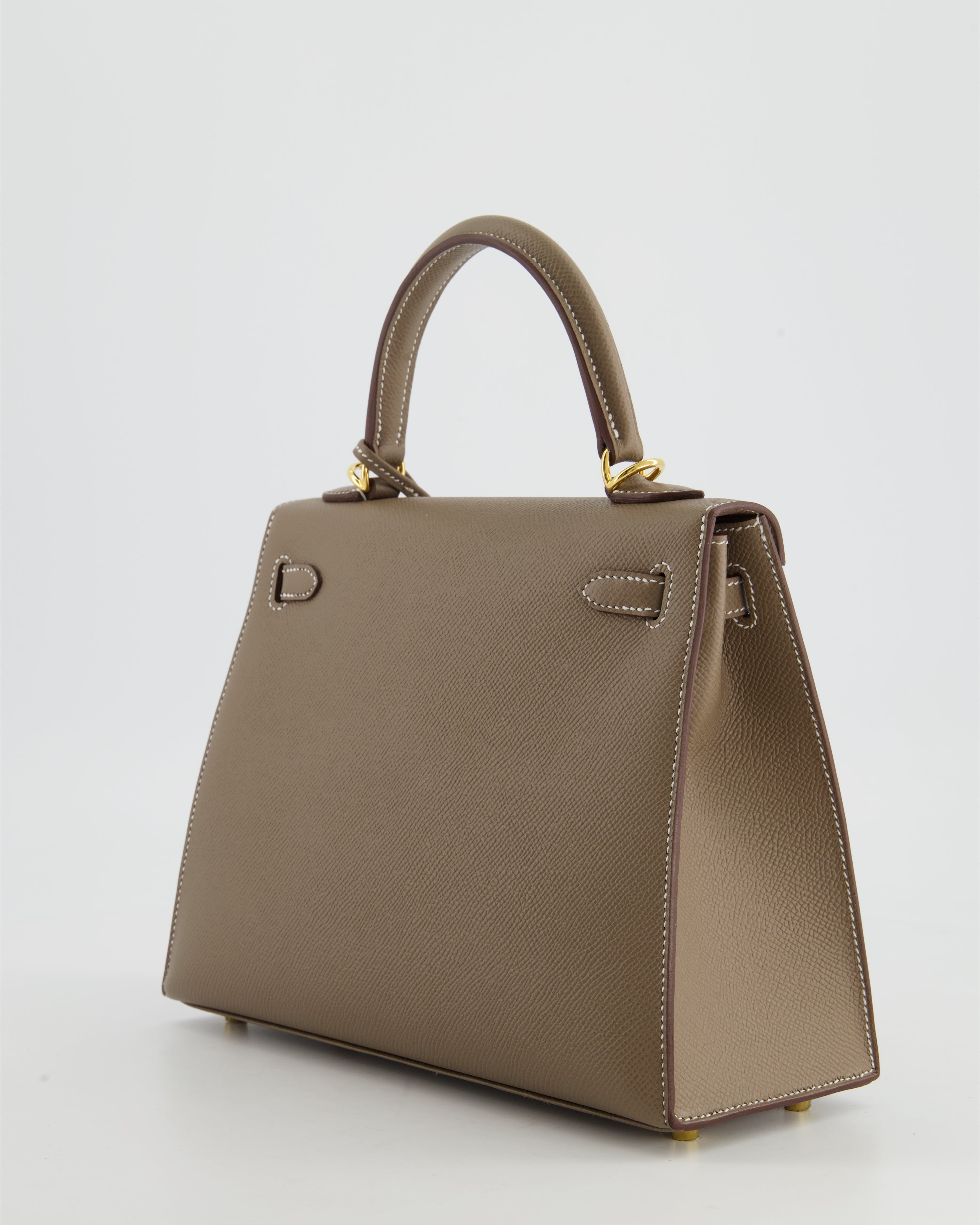 *HOLY GRAIL* Hermès Kelly 25 Sellier Bag in Etoupe Epsom Leather and Gold Hardware