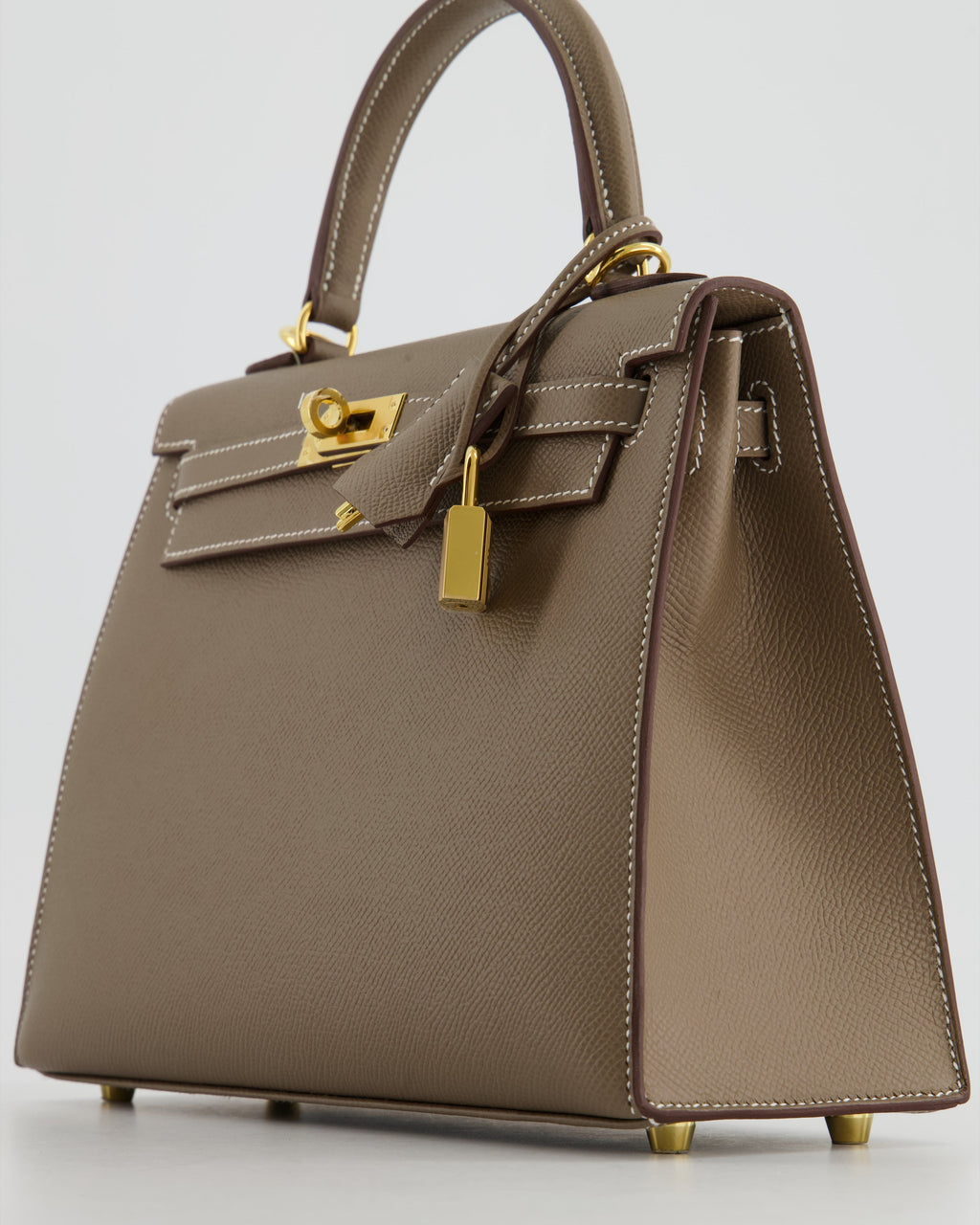 *HOLY GRAIL* Hermès Kelly 25 Sellier Bag in Etoupe Epsom Leather and Gold Hardware