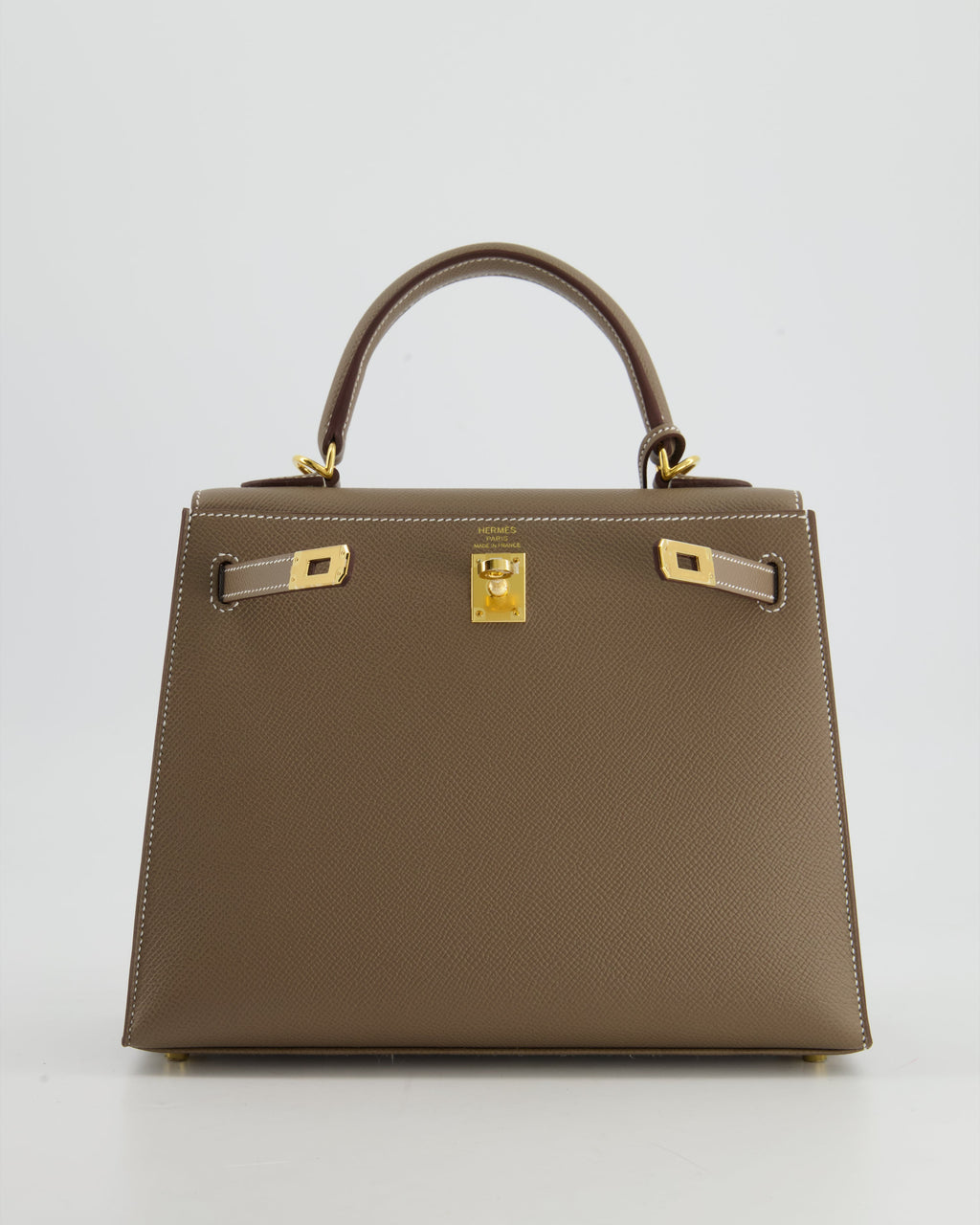 *HOLY GRAIL* Hermès Kelly 25 Sellier Bag in Etoupe Epsom Leather and Gold Hardware
