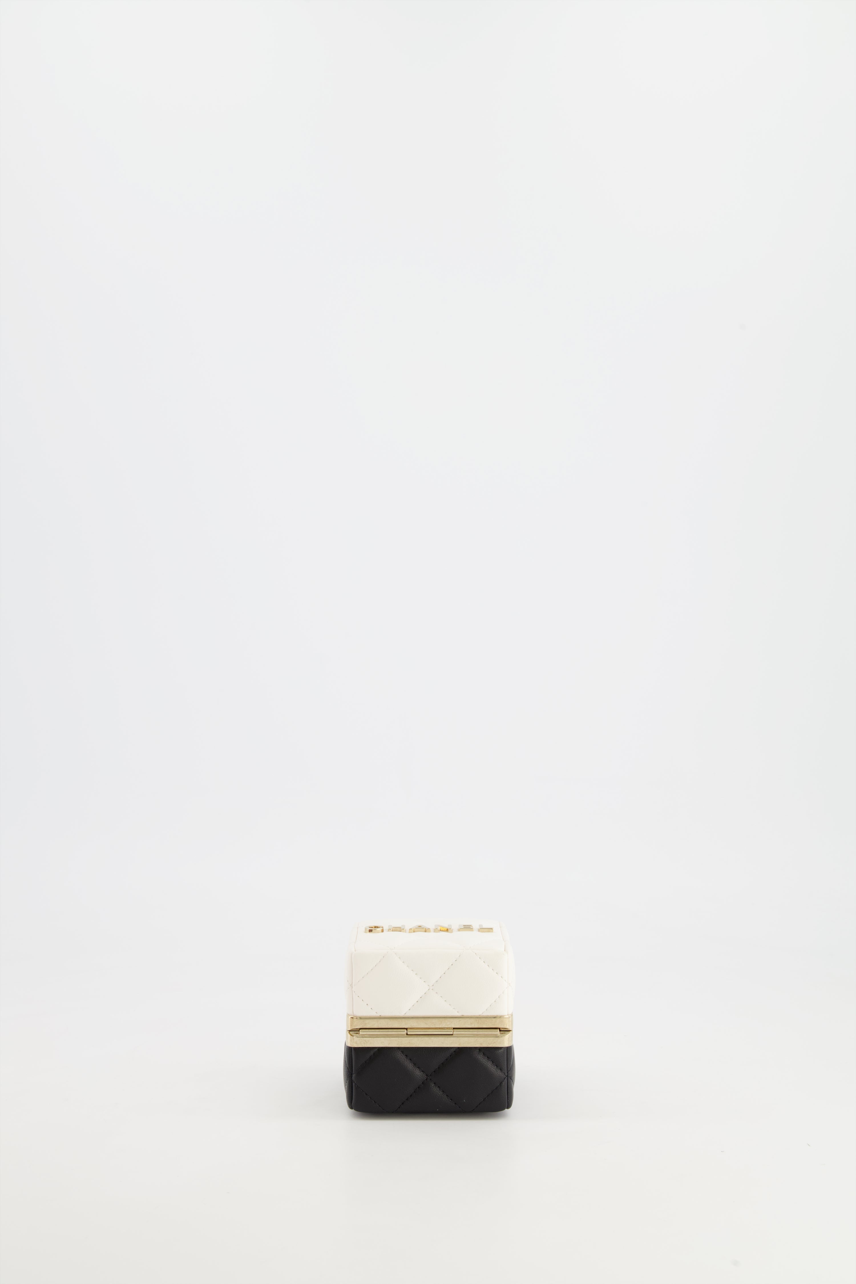 Chanel Black and White Micro Box Square Bag with Gold Hardware