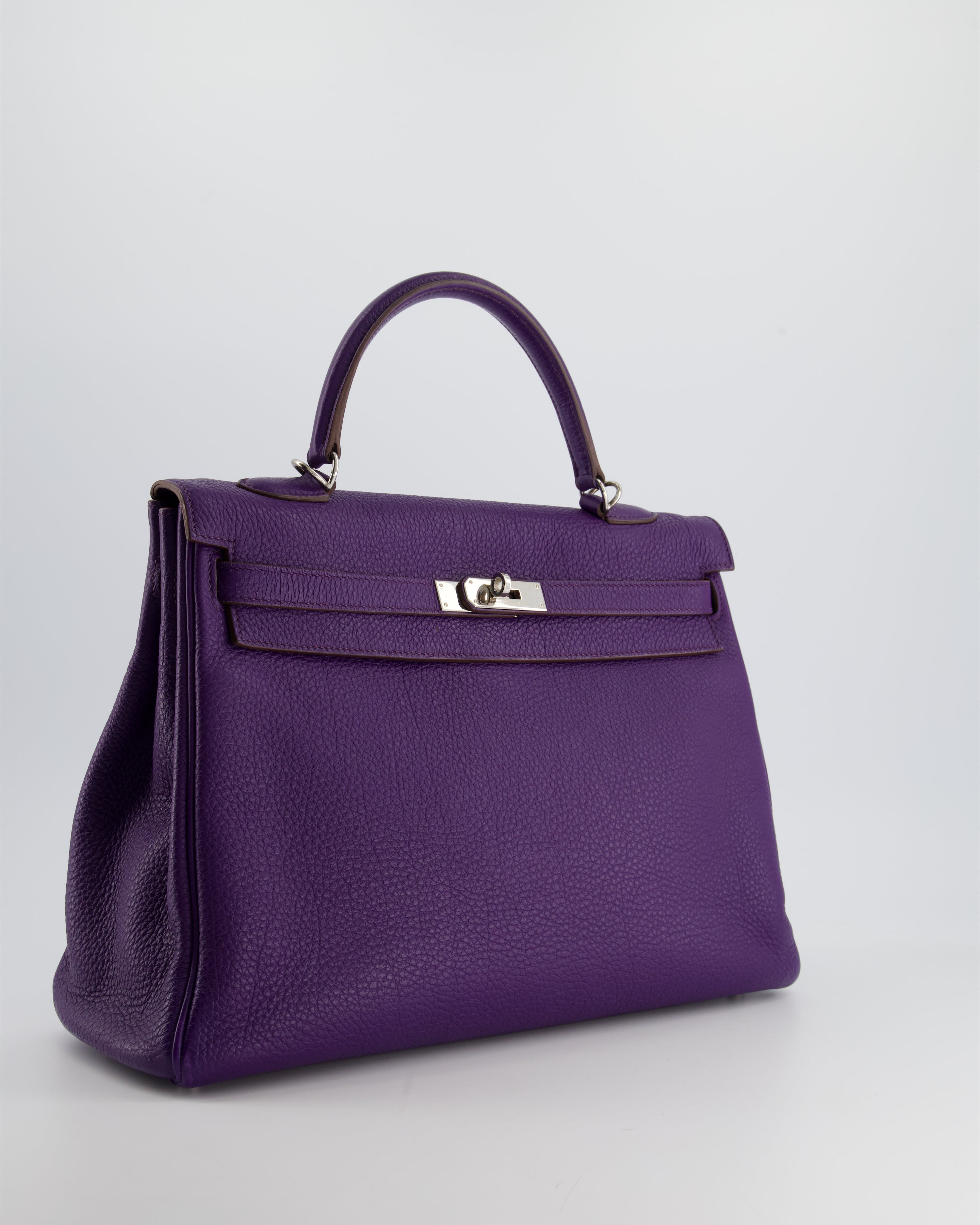 Hermès Kelly 35 Retourne Bag in Iris Togo Leather with Palladium Hardware