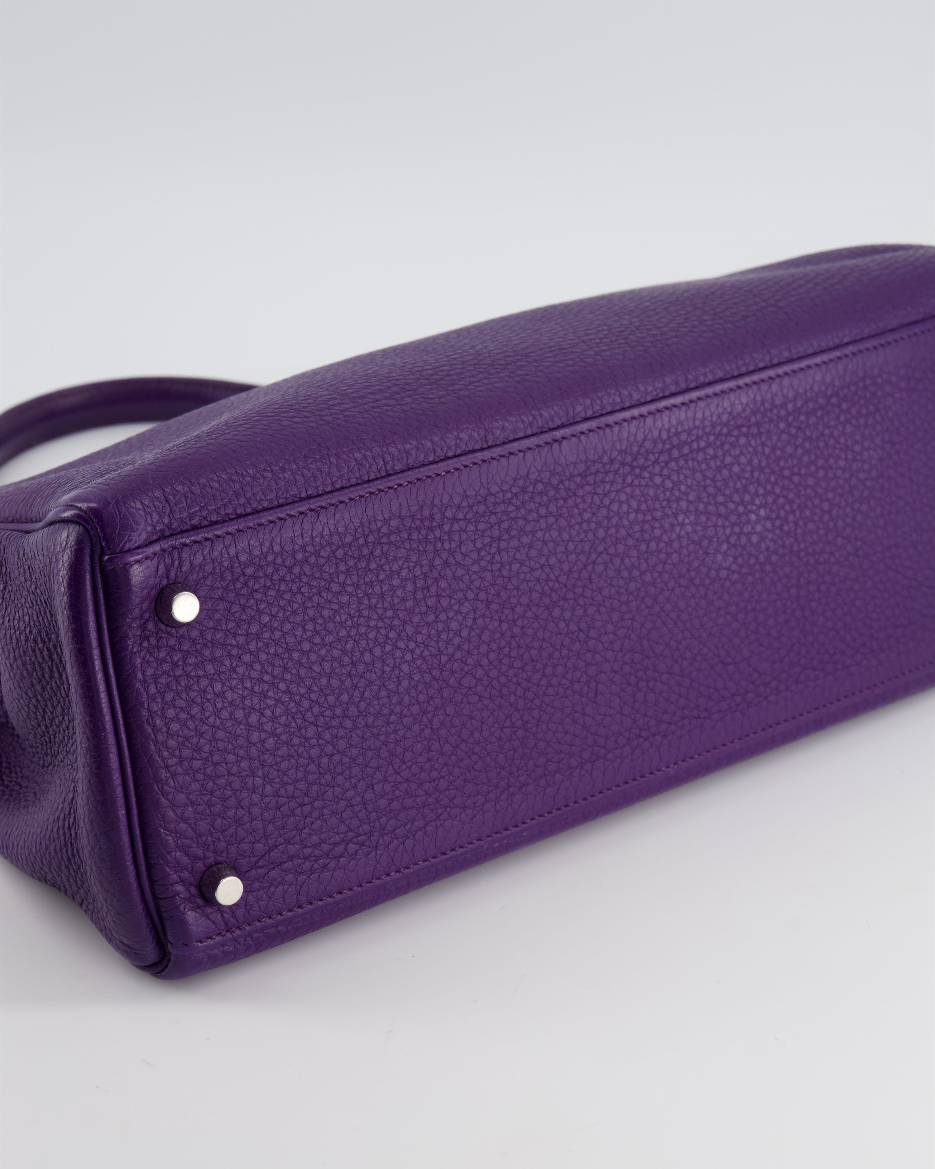 Hermès Kelly 35 Retourne Bag in Iris Togo Leather with Palladium Hardware