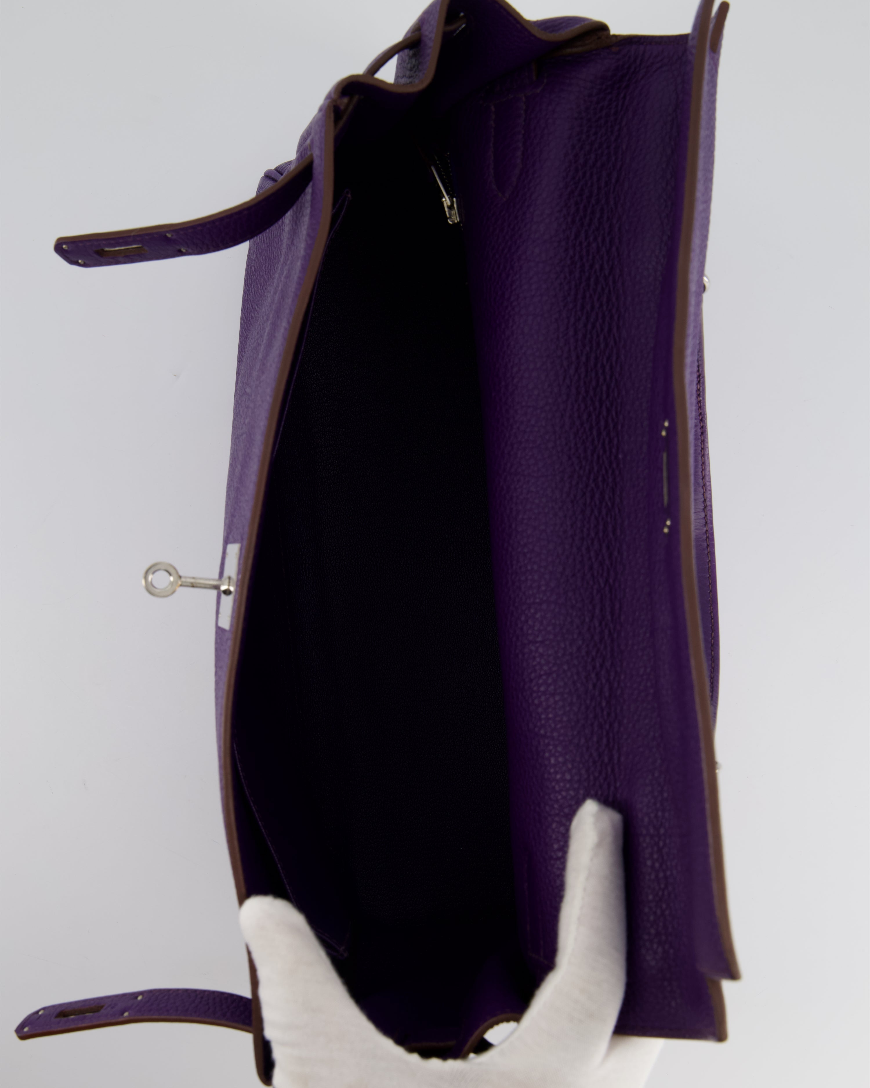 Hermès Kelly 35 Retourne Bag in Iris Togo Leather with Palladium Hardware