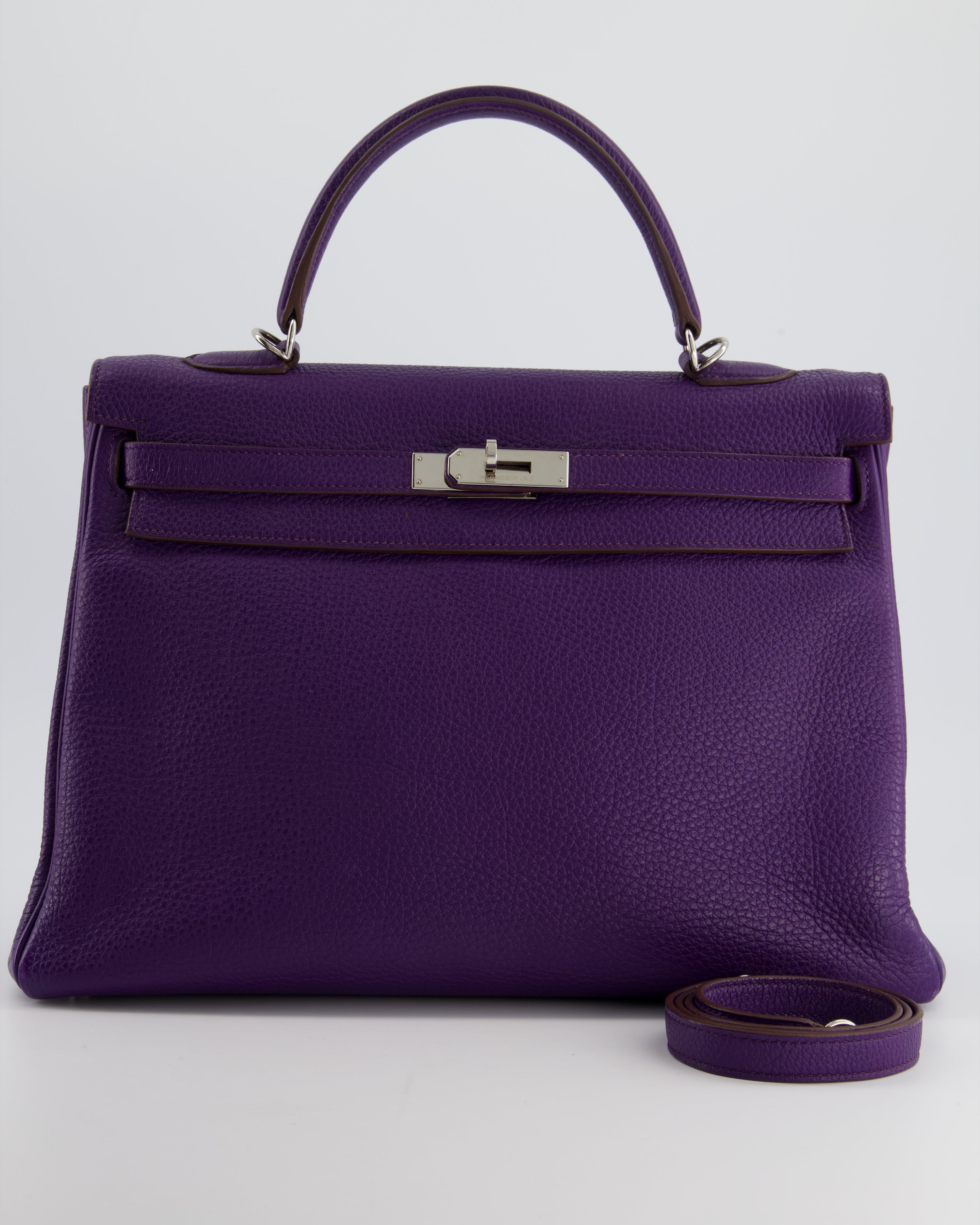 Hermès Kelly 35 Retourne Bag in Iris Togo Leather with Palladium Hardware