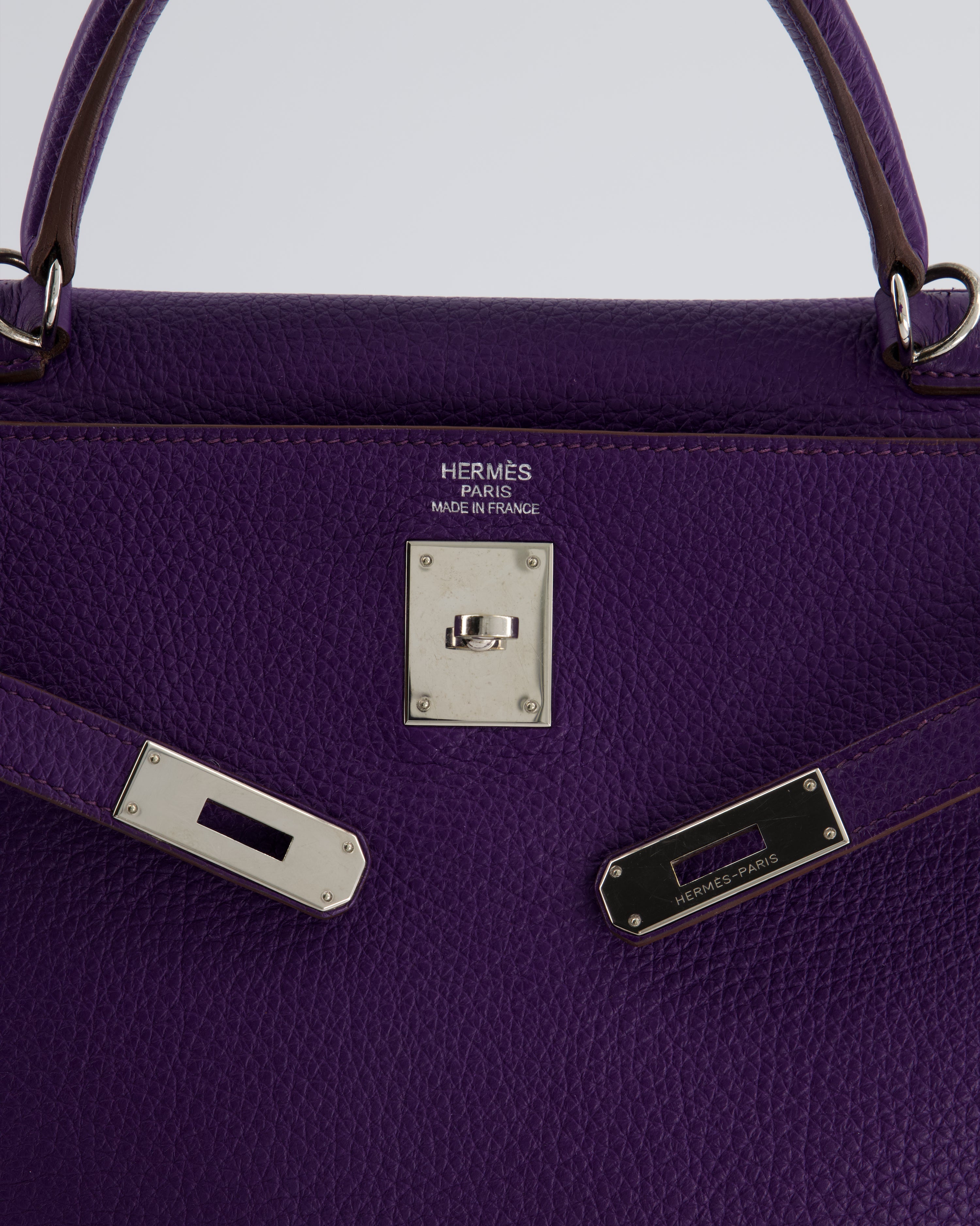Hermès Kelly 35 Retourne Bag in Iris Togo Leather with Palladium Hardware