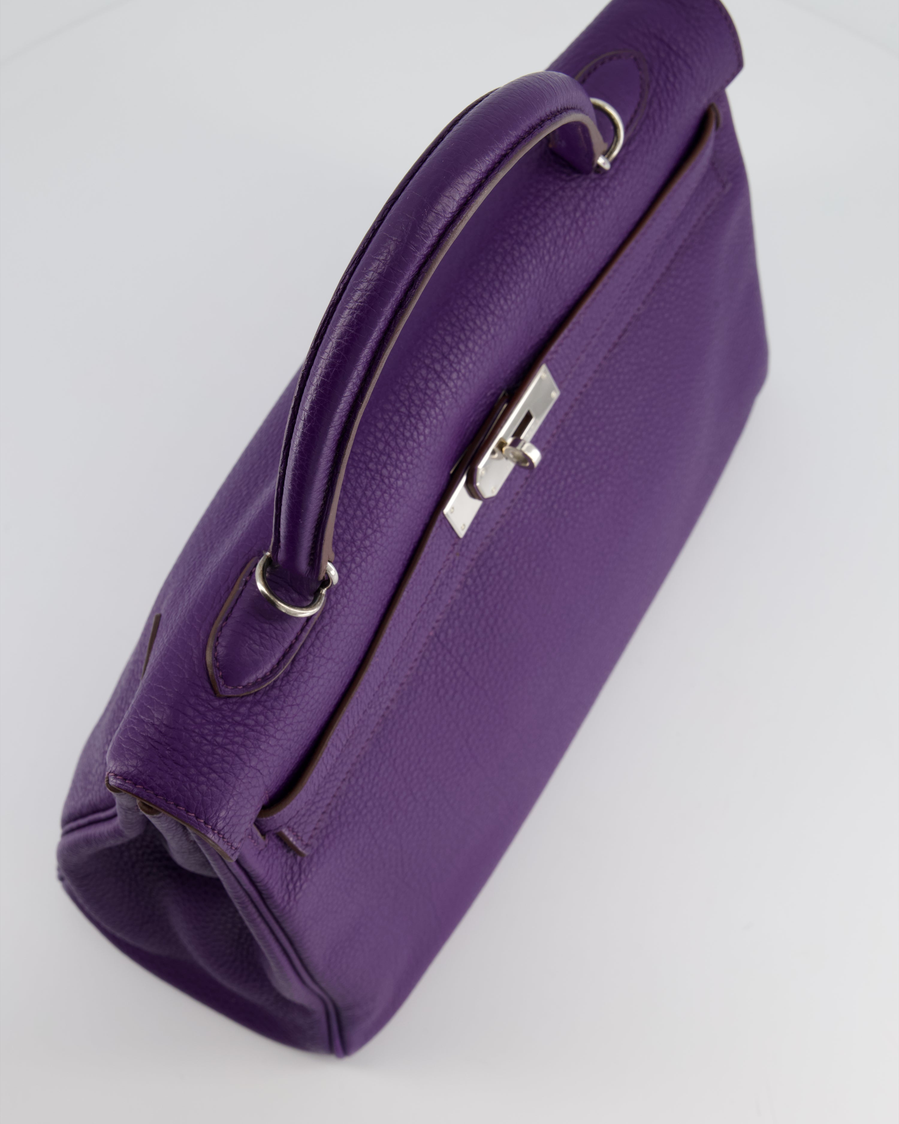 Hermès Kelly 35 Retourne Bag in Iris Togo Leather with Palladium Hardware