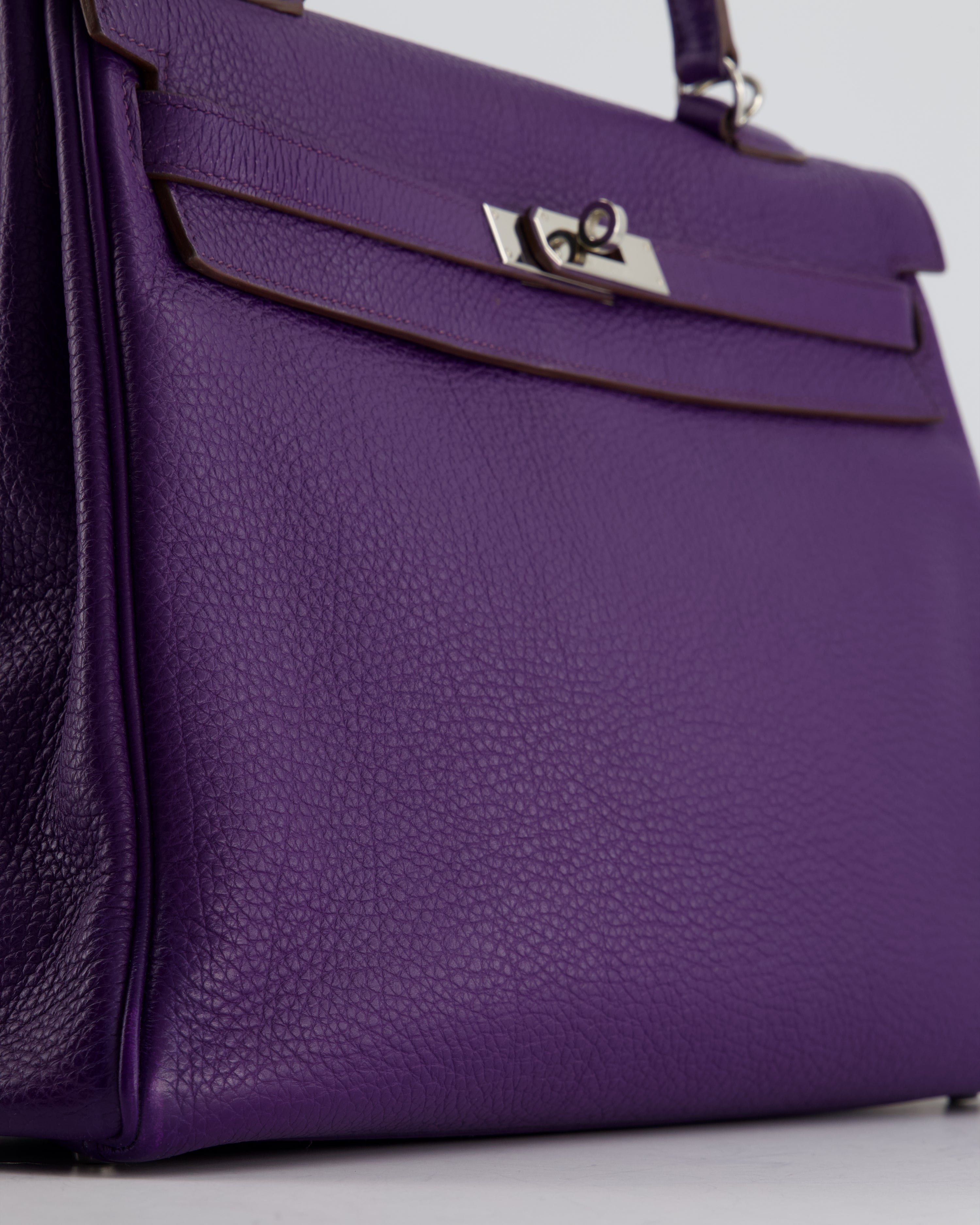 Hermès Kelly 35 Retourne Bag in Iris Togo Leather with Palladium Hardware
