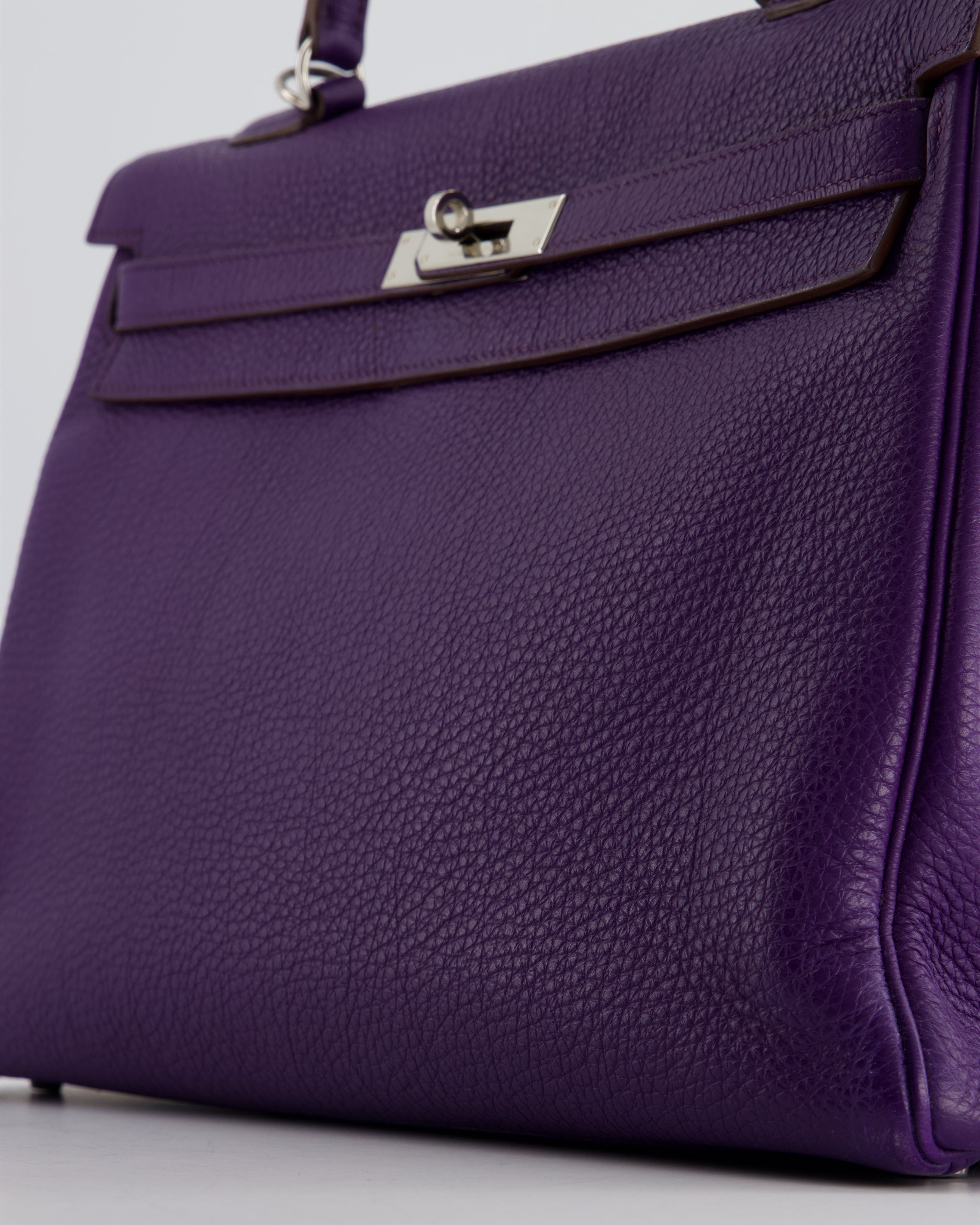 Hermès Kelly 35 Retourne Bag in Iris Togo Leather with Palladium Hardware