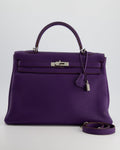 Hermès Kelly 35 Retourne Bag in Iris Togo Leather with Palladium Hardware