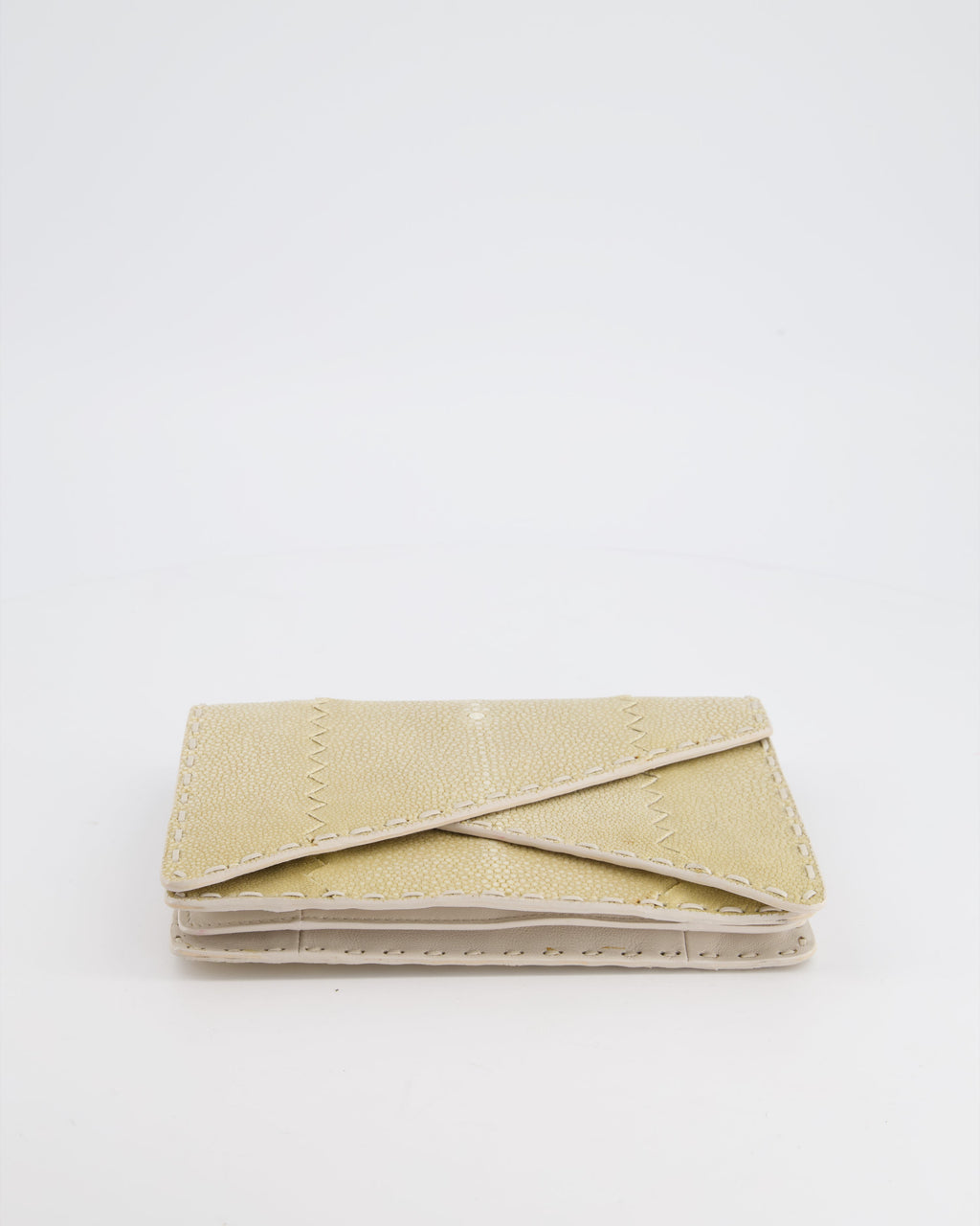 Bottega Veneta Beige Stingray Envelope Double Flap Clutch Bag