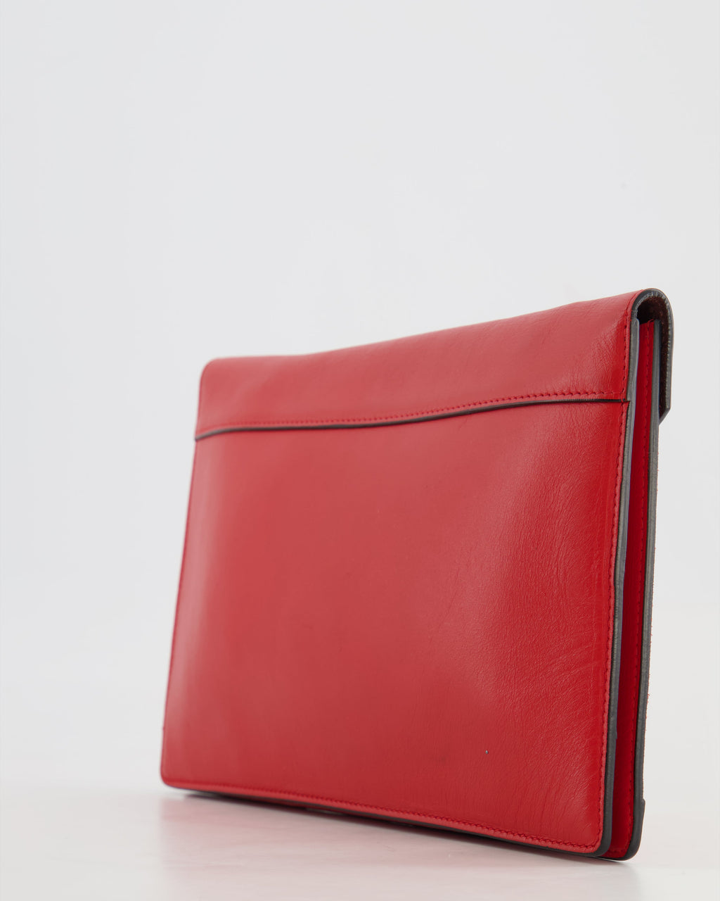 Celine Red Leather and Suede Envelope Pouch Bag with Silver Hardware