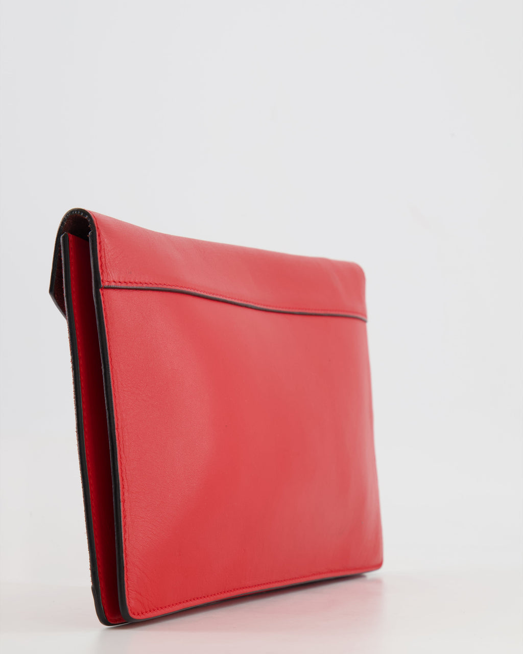 Celine Red Leather and Suede Envelope Pouch Bag with Silver Hardware