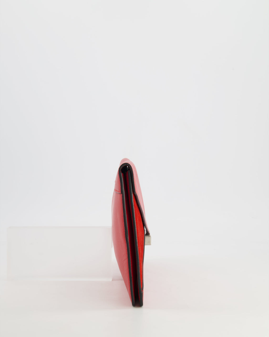 Celine Red Leather and Suede Envelope Pouch Bag with Silver Hardware