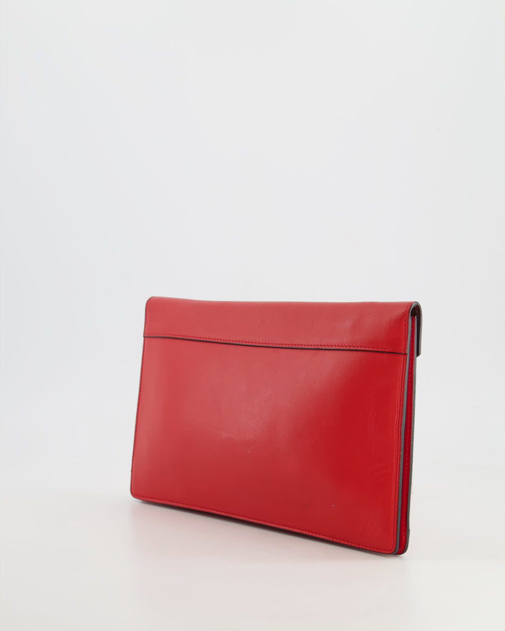 Celine Red Leather and Suede Envelope Pouch Bag with Silver Hardware