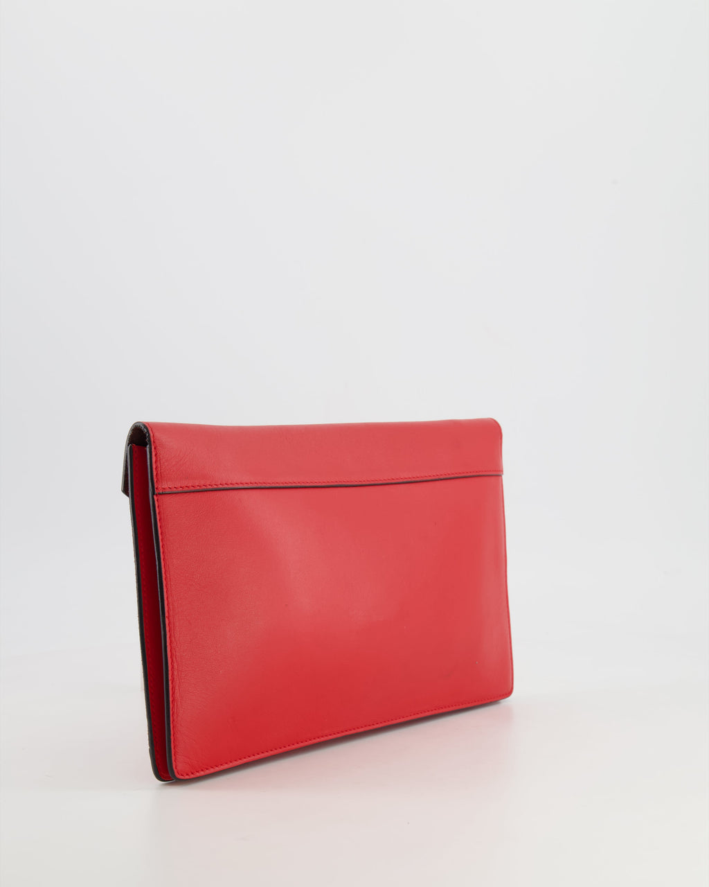 Celine Red Leather and Suede Envelope Pouch Bag with Silver Hardware