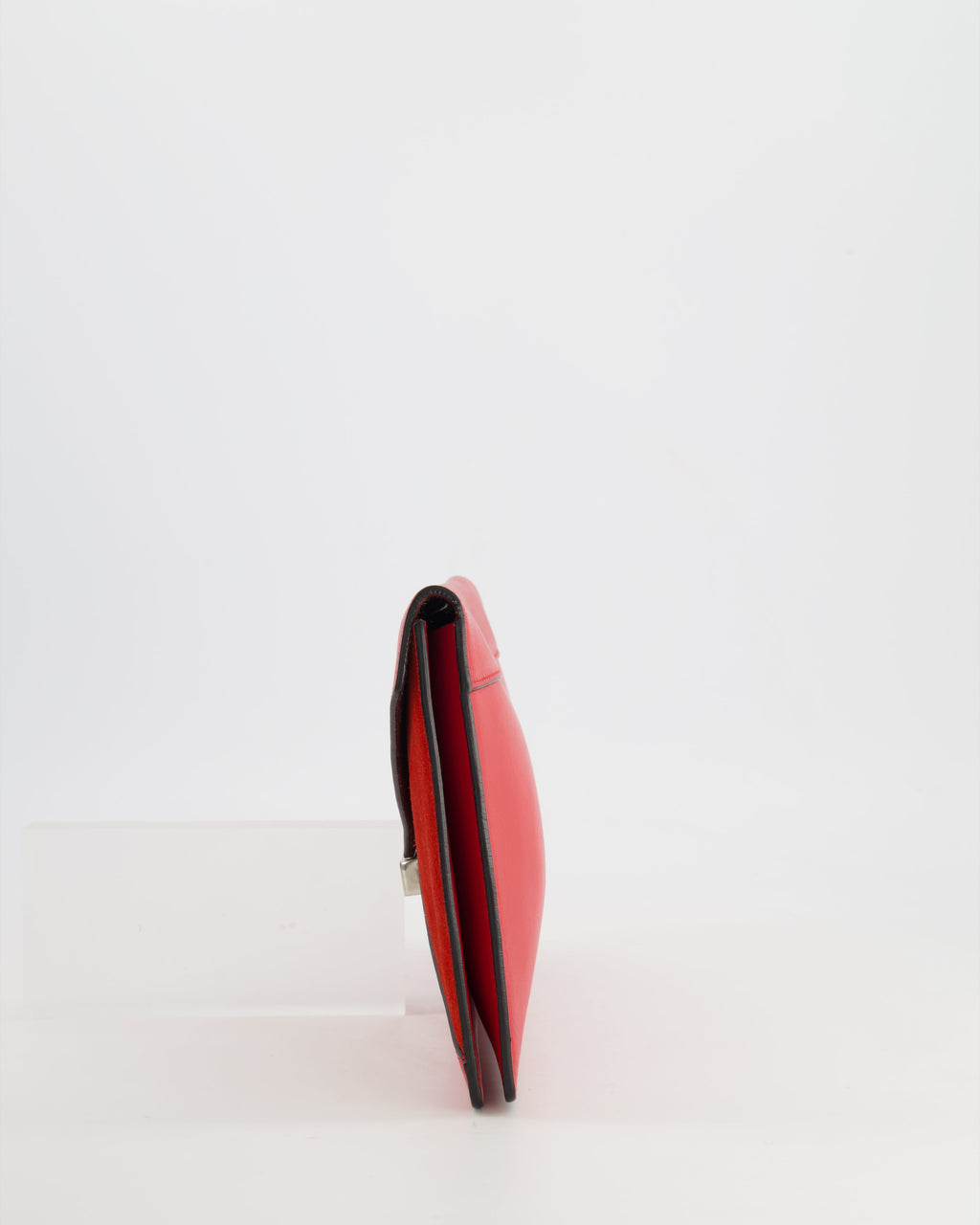 Celine Red Leather and Suede Envelope Pouch Bag with Silver Hardware