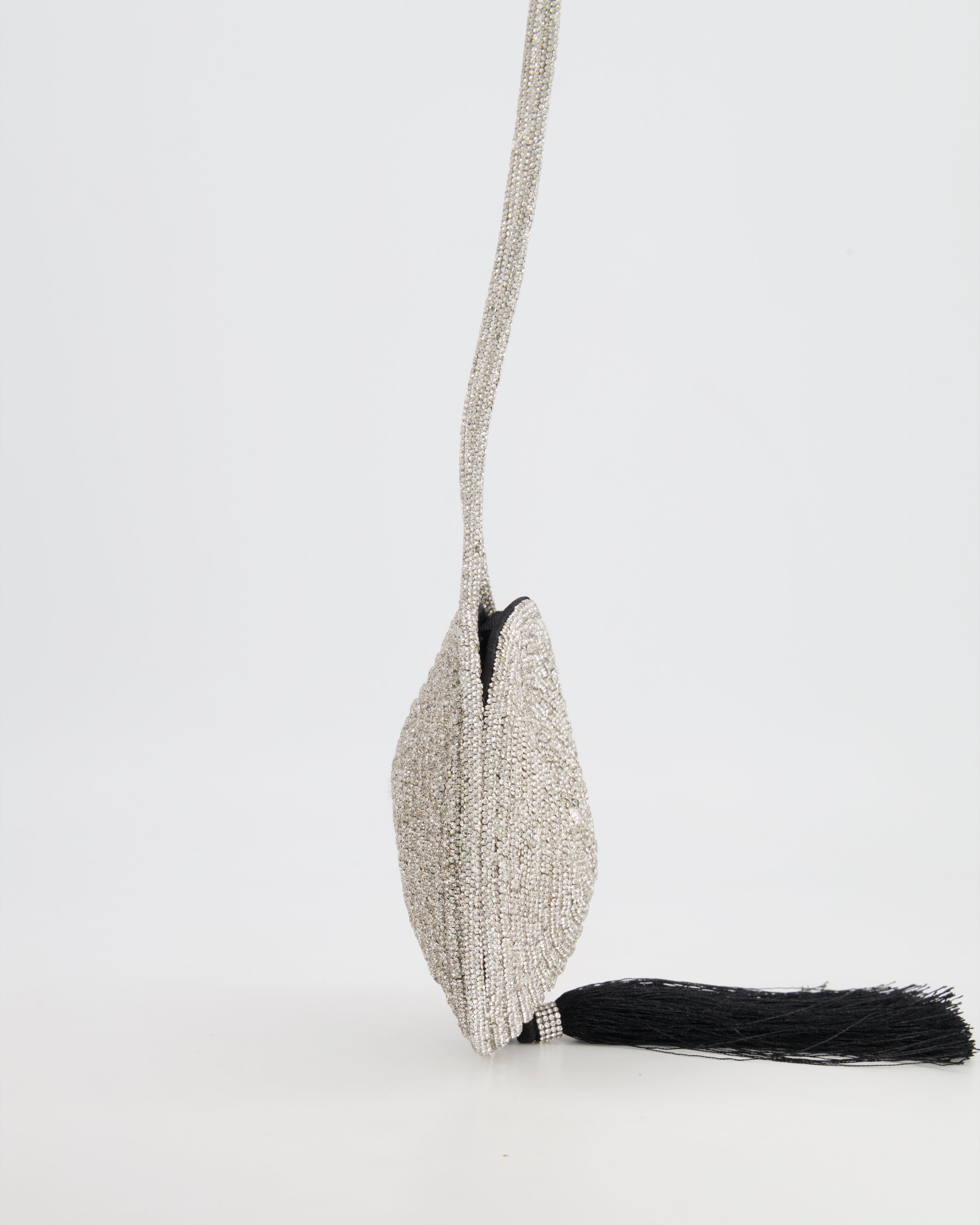 Nué Crystal Spiral Round Small Bag with Black Tassel Detail RRP £640