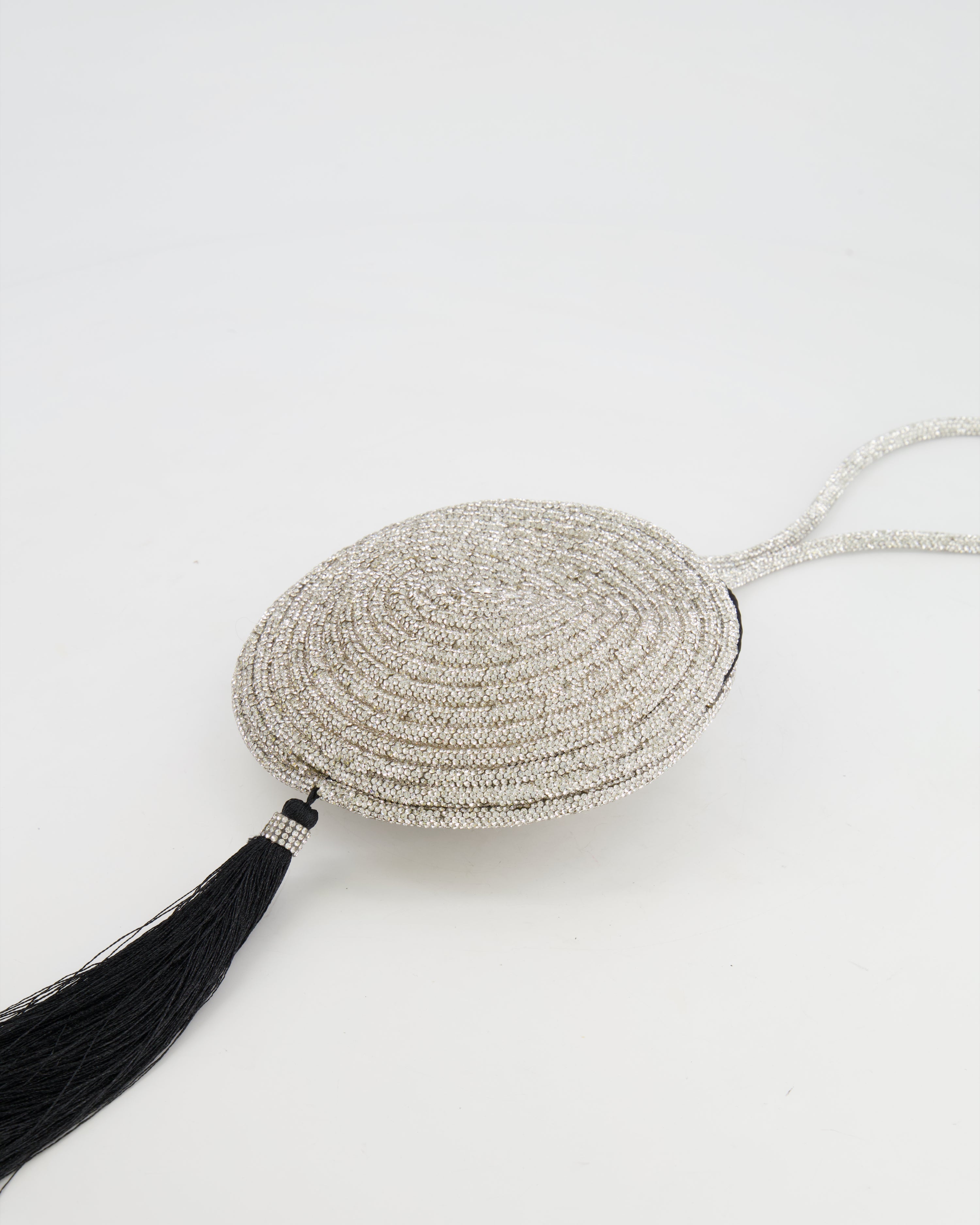 Nué Crystal Spiral Round Small Bag with Black Tassel Detail RRP £640