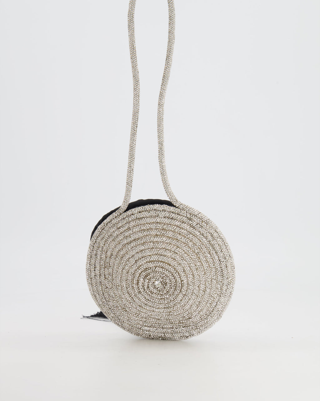 Nué Crystal Spiral Round Small Bag with Black Tassel Detail RRP £640