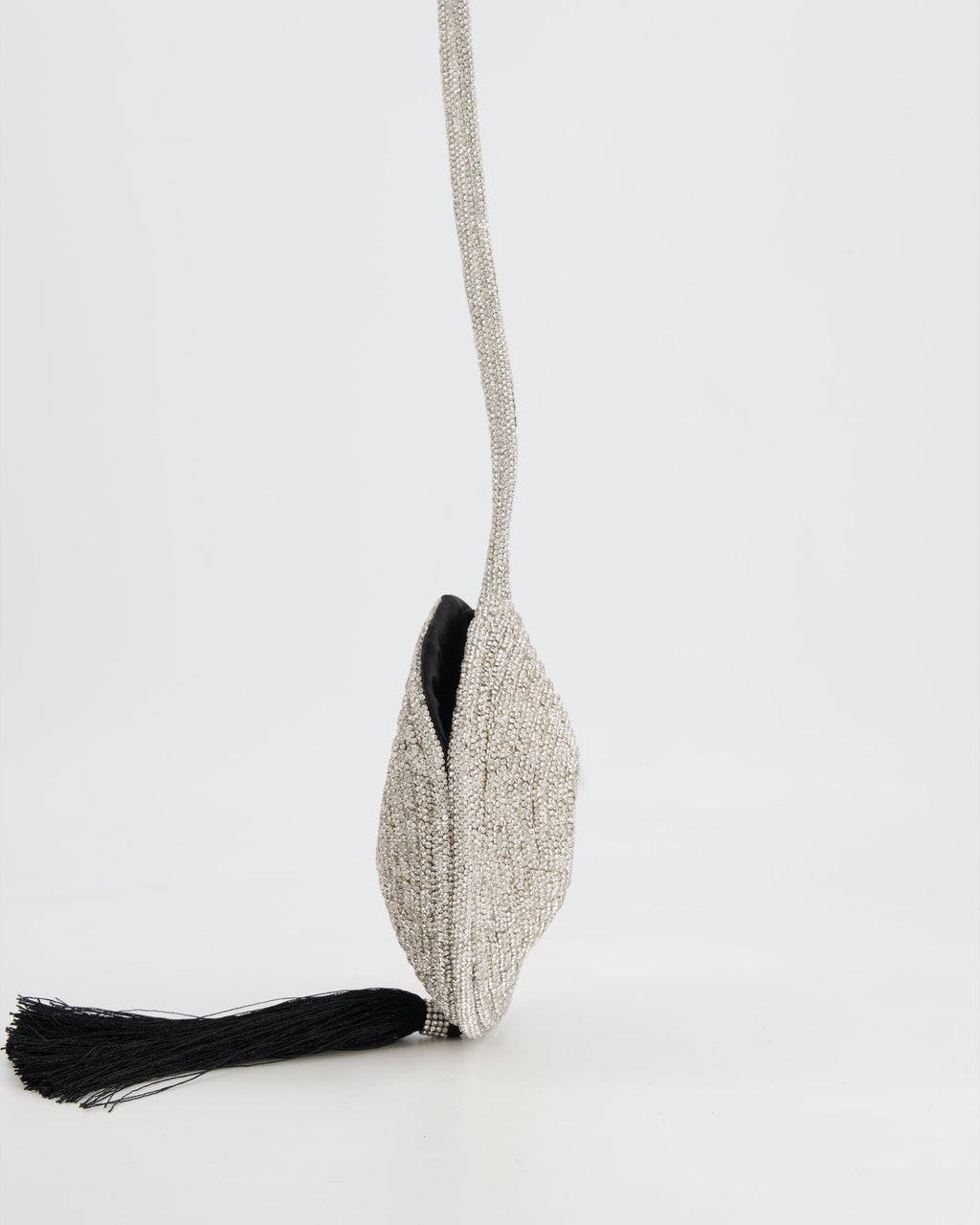 Nué Crystal Spiral Round Small Bag with Black Tassel Detail RRP £640