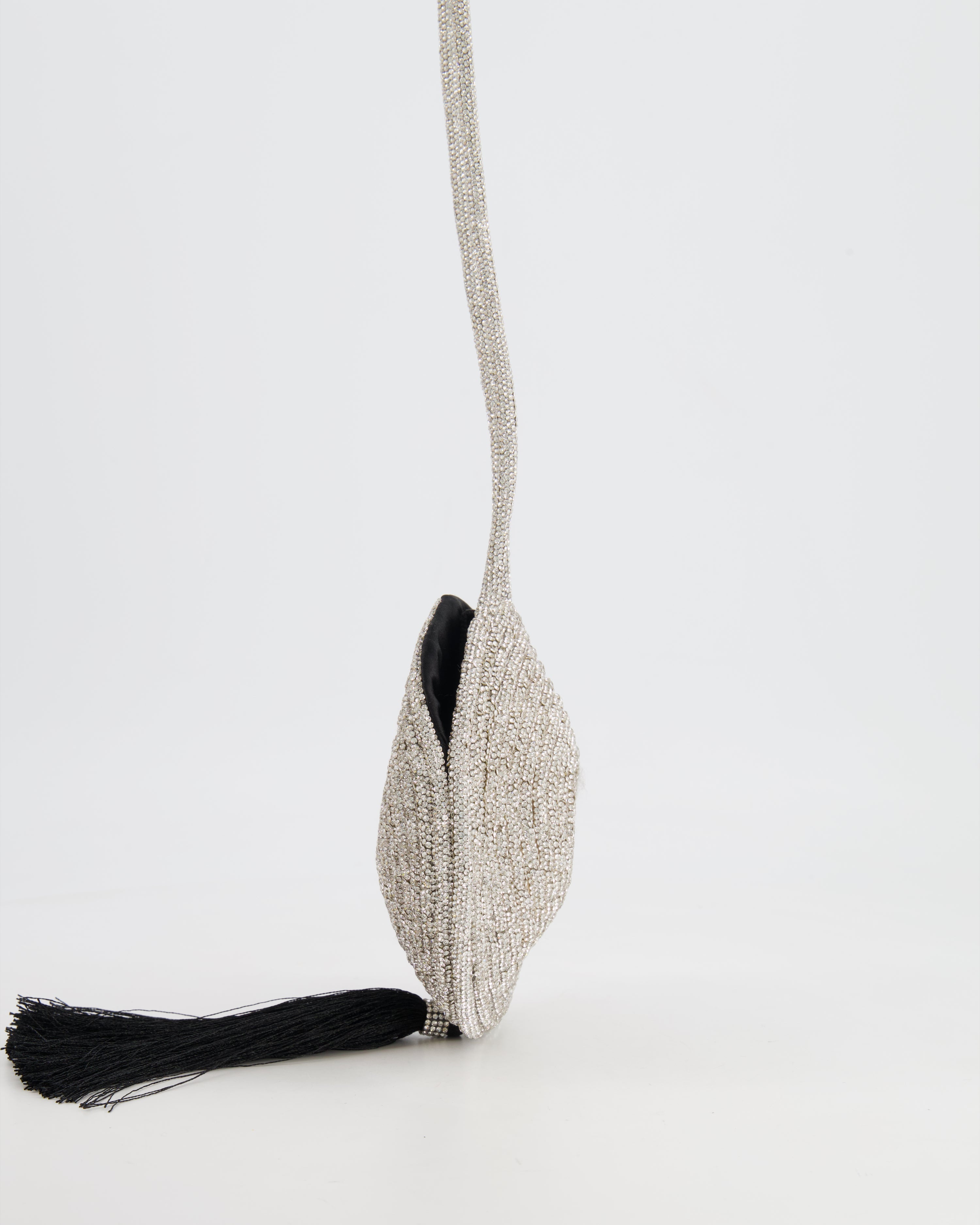 Nué Crystal Spiral Round Small Bag with Black Tassel Detail RRP £640