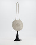 Nué Crystal Spiral Round Small Bag with Black Tassel Detail RRP £640