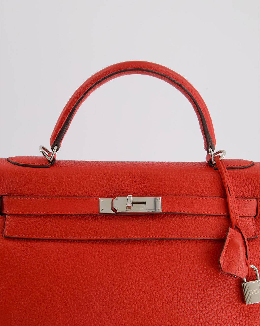 Hermès Kelly 32 Retourne Bag in Geranium Togo Leather and Palladium Hardware