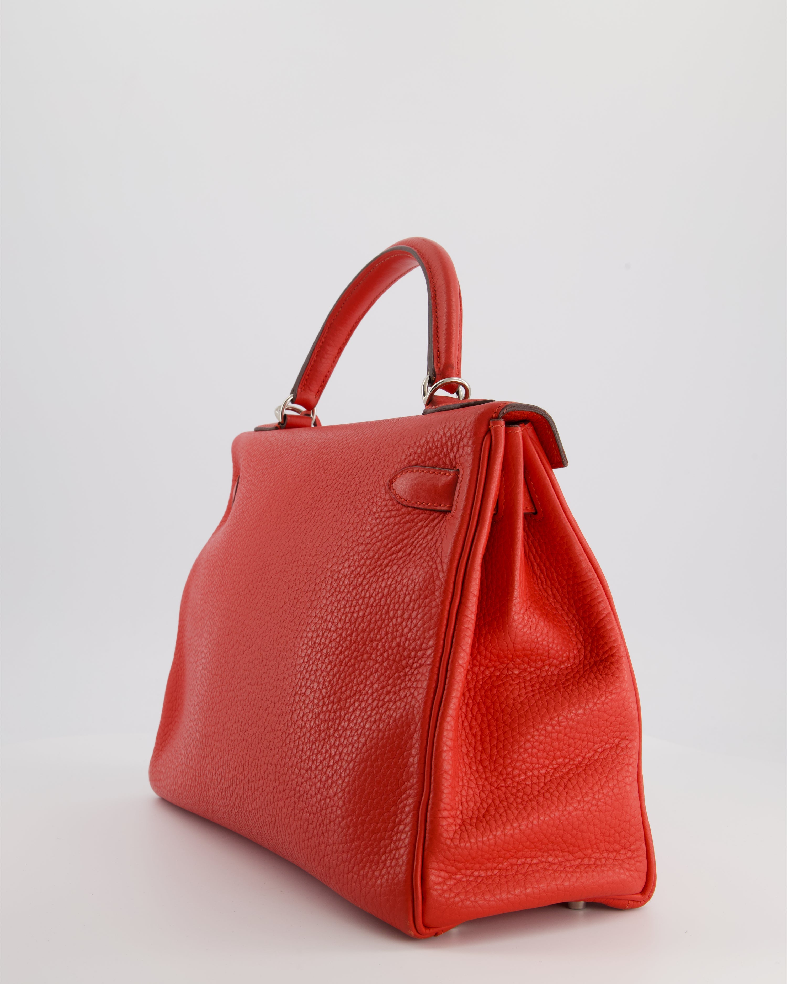 Hermès Kelly 32 Retourne Bag in Geranium Togo Leather and Palladium Hardware