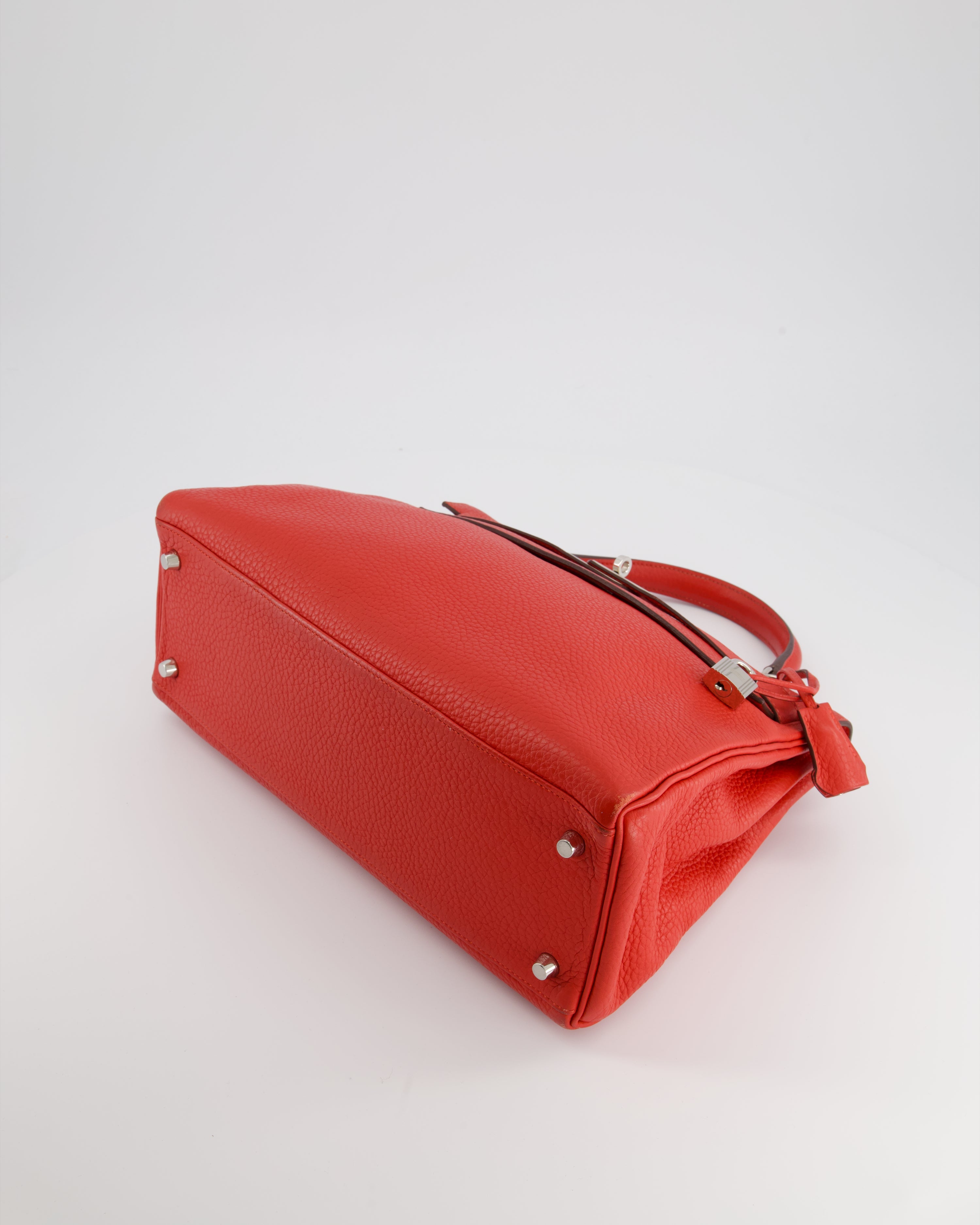 Hermès Kelly 32 Retourne Bag in Geranium Togo Leather and Palladium Hardware