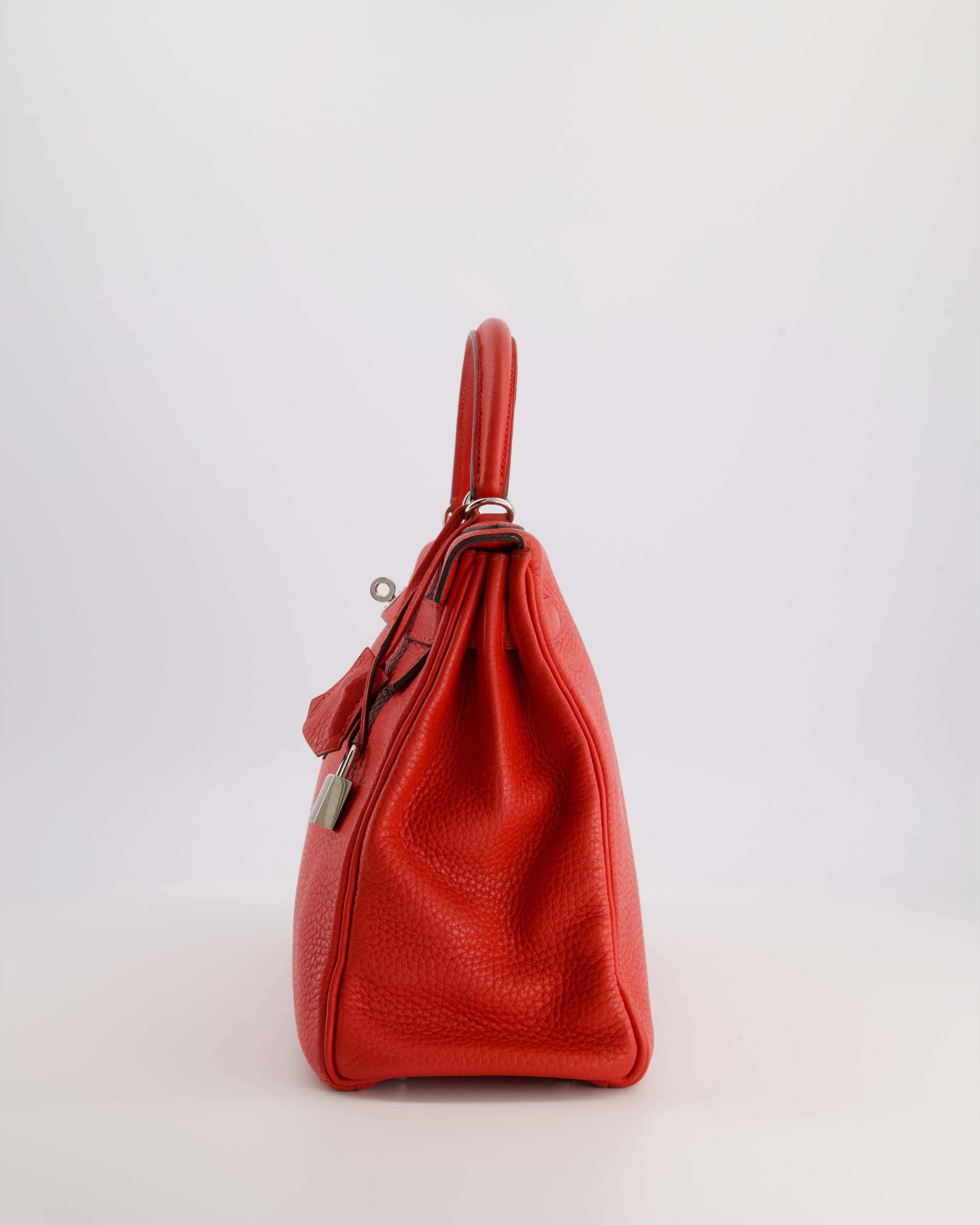 Hermès Kelly 32 Retourne Bag in Geranium Togo Leather and Palladium Hardware