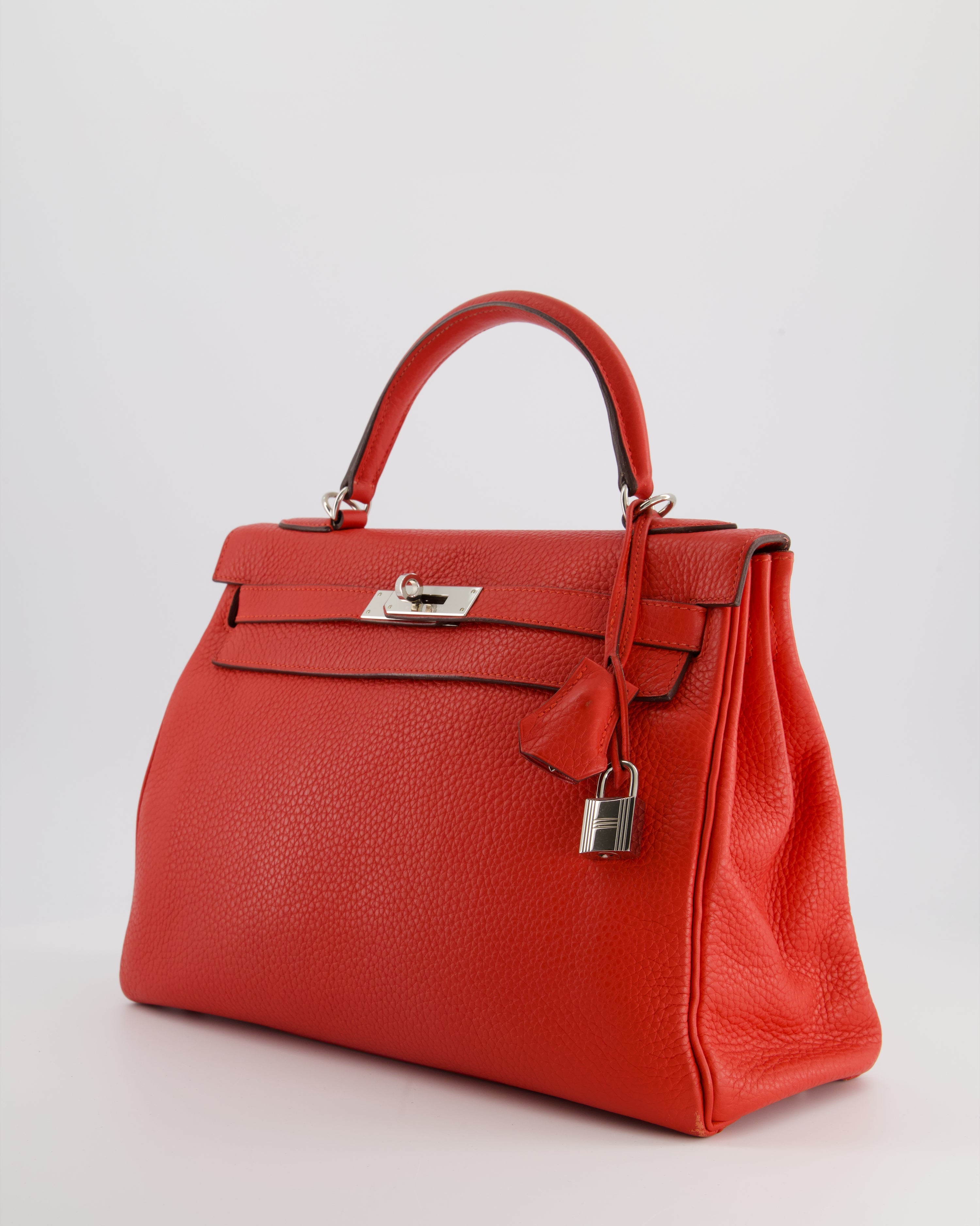 Hermès Kelly 32 Retourne Bag in Geranium Togo Leather and Palladium Hardware