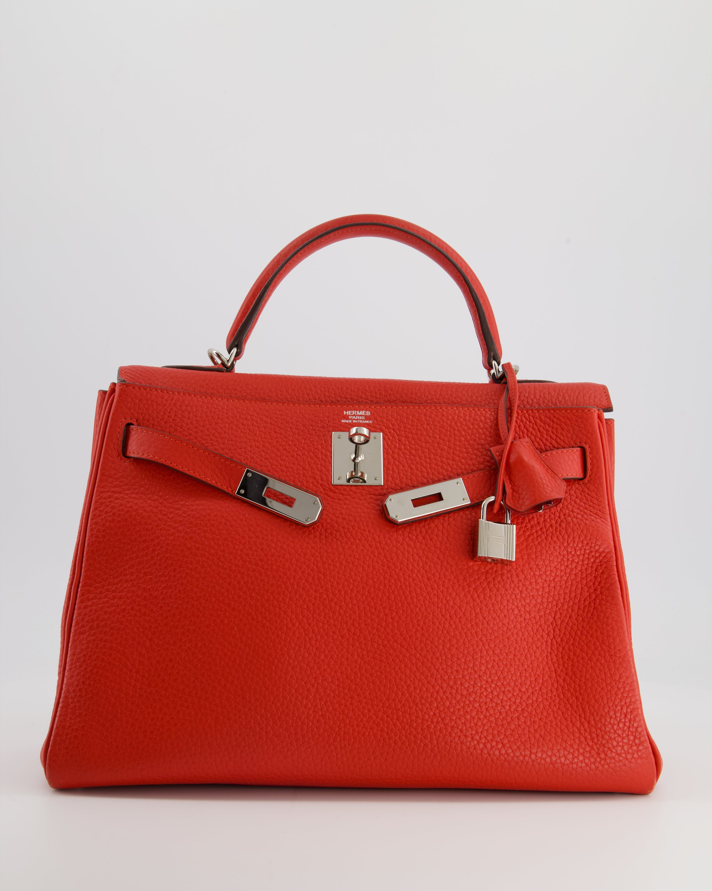 Hermès Kelly 32 Retourne Bag in Geranium Togo Leather and Palladium Hardware