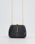 Christian Dior Vintage Grey and White Stingray Small Clutch Bag with Gold Chain