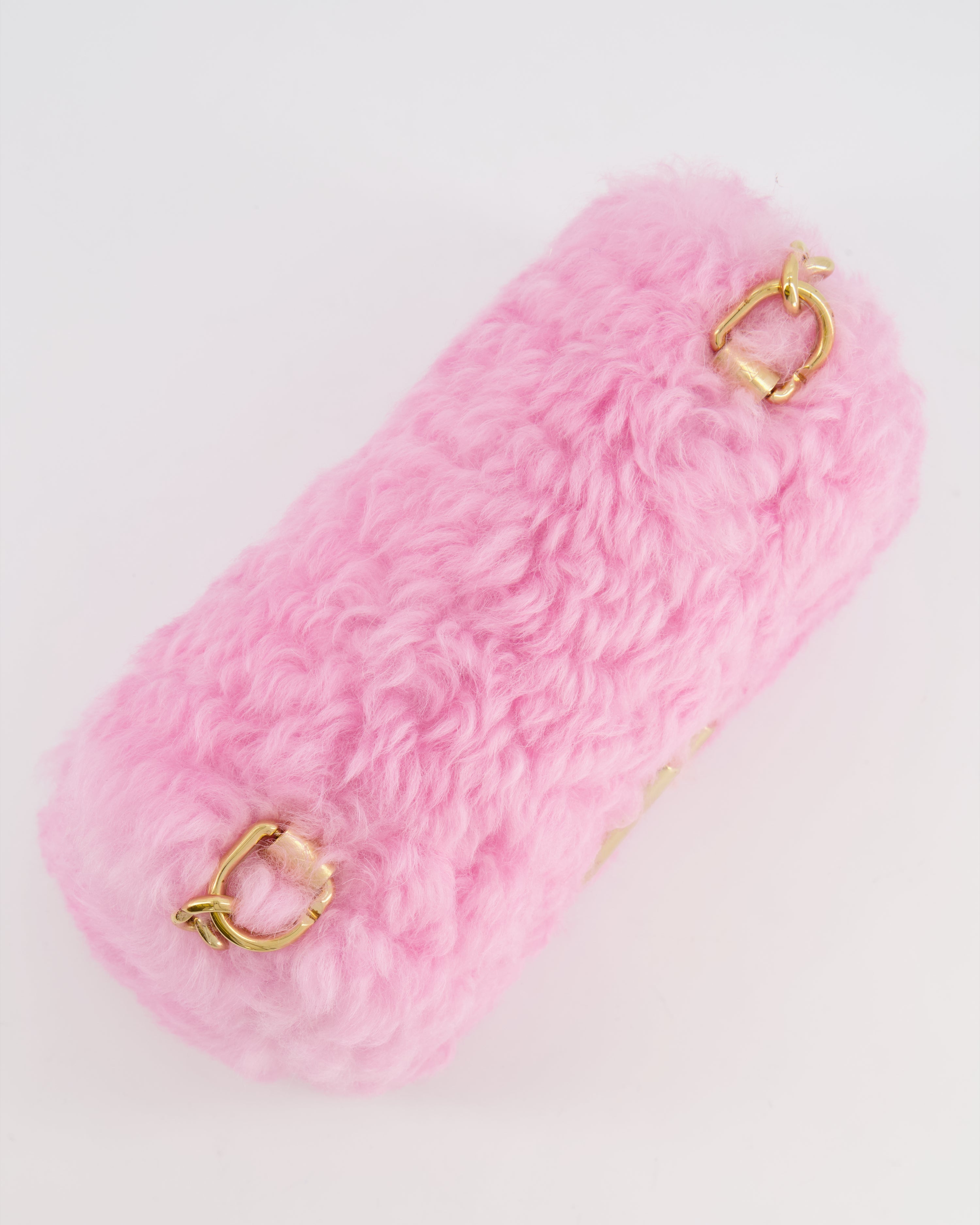 Louis Vuitton Candy Pink Shearling LV Twist PM Bag with Gold Hardware