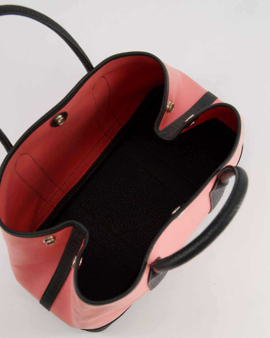 Hermès Garden Party 30cm Bag in Canvas Rose Azalee and Vert Negonda Calfskin Leather with Palladium Hardware