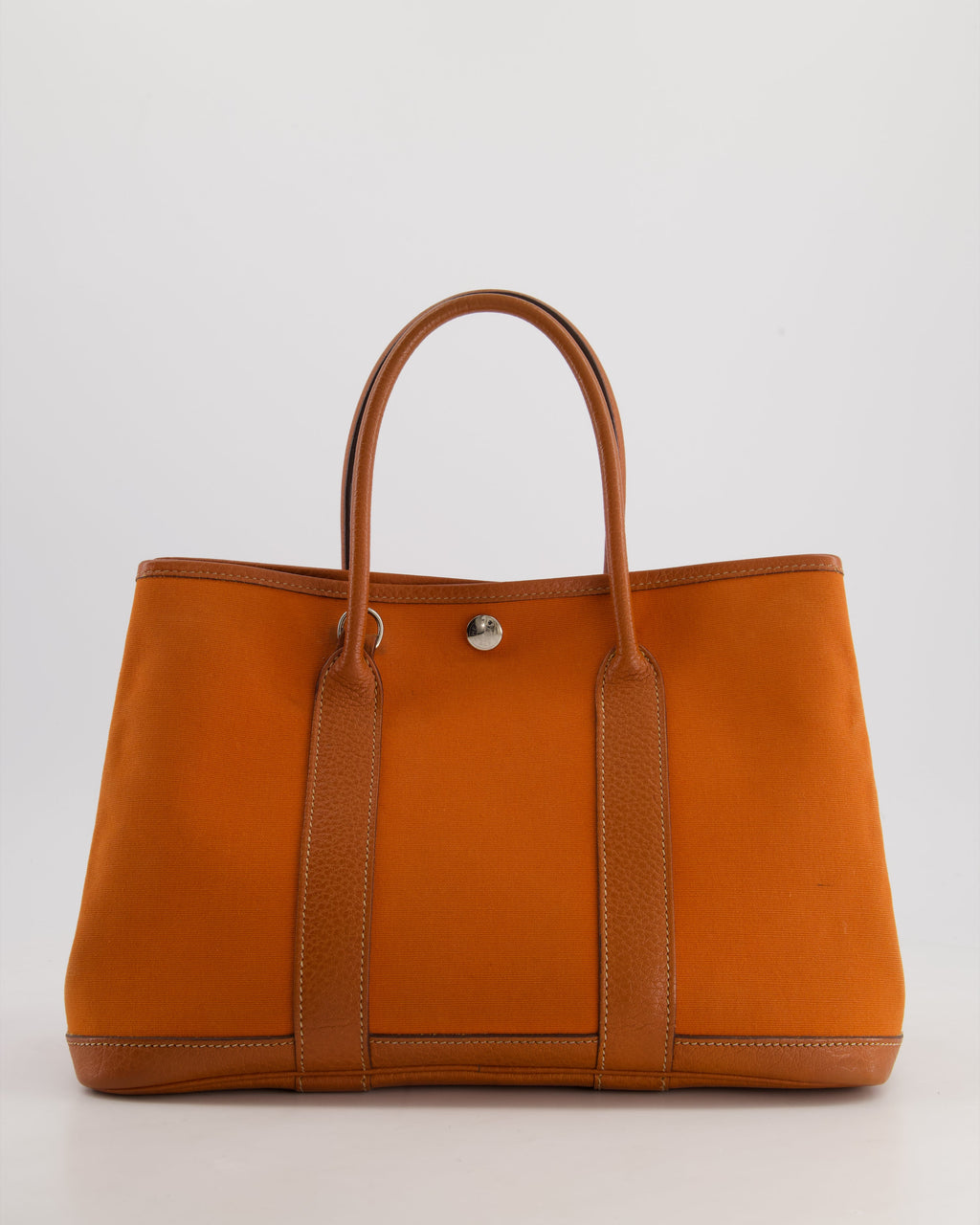 Hermès Garden Party 30cm Bag in Potiron Orange Canvas and Terre Battue Negonda Leather with Palladium Hardware